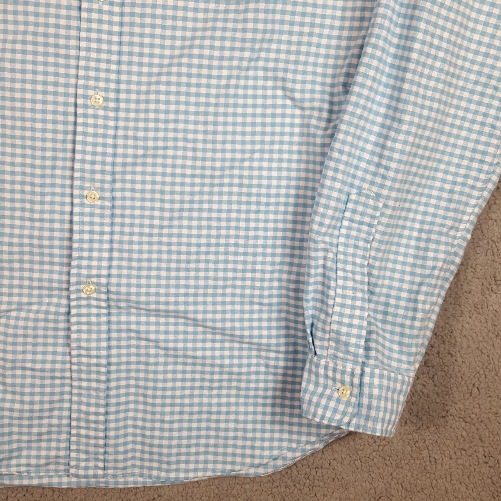 Ralph Lauren VINTAGE Ralph Lauren Blue Plaid Button-Up Dress Shirt XL Long Sleeve Collared Preppy Mens 90s Size 46R - 4 Thumbnail