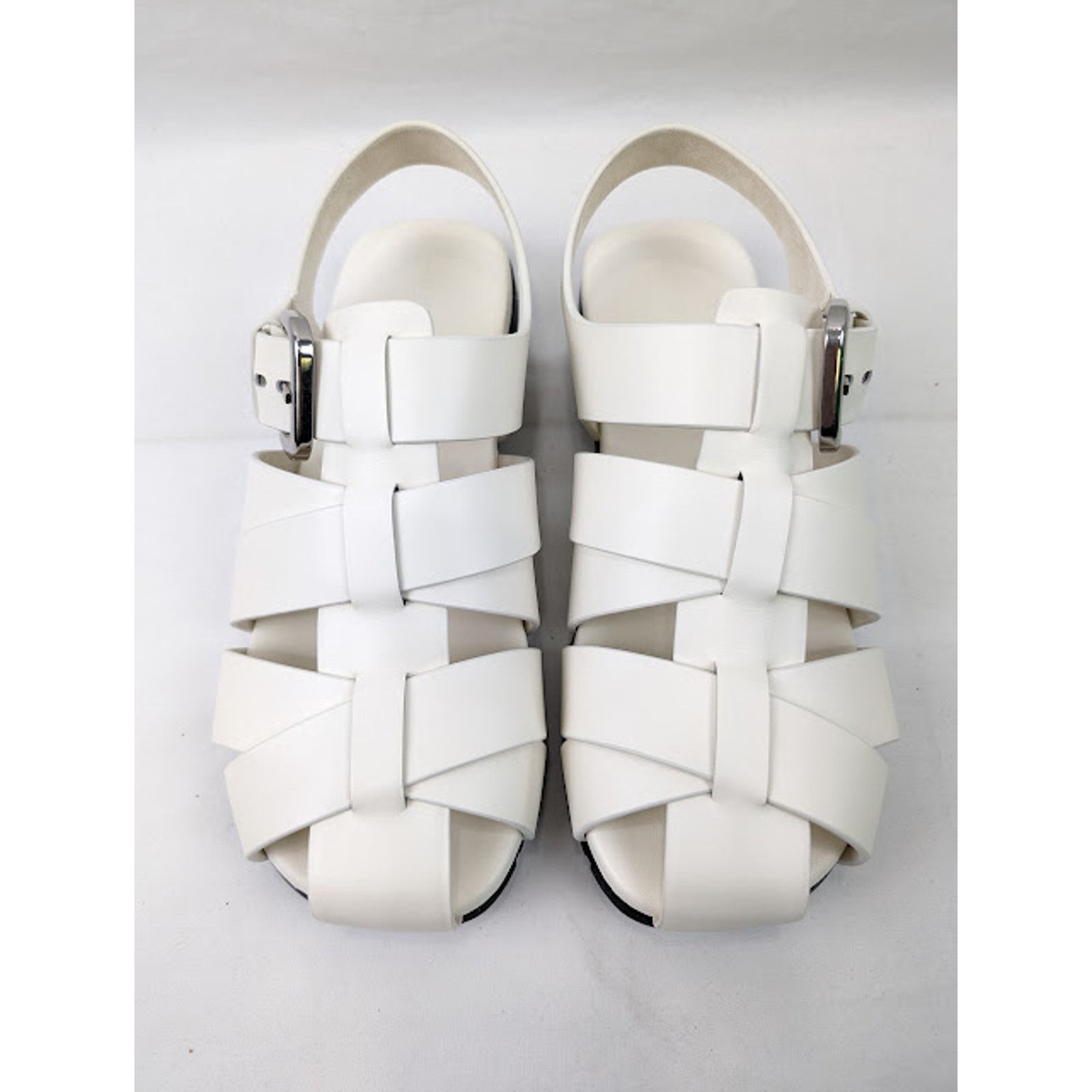 Bottega Veneta o1rshd1 Q: 2 / Calfskin Rubber Sole City Sandal in White Size US 11 / EU 44 - 16 Thumbnail