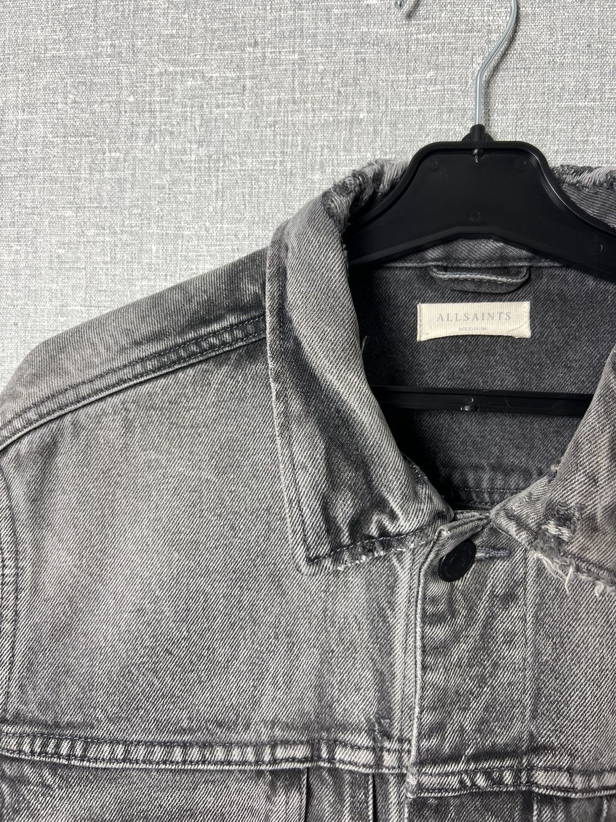 All Saints Bohmer Distressed Denim Jean Jacket Size M