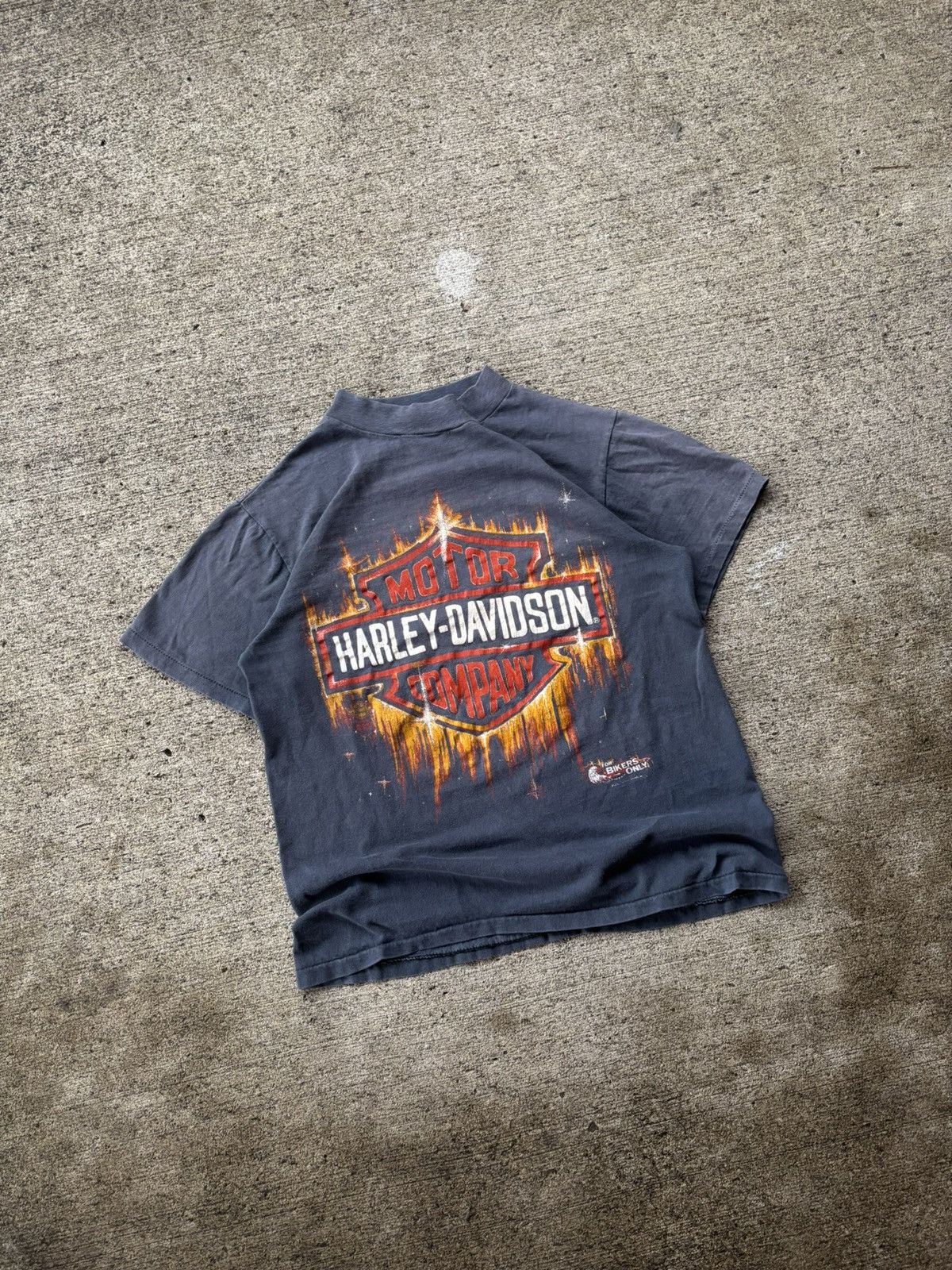 Harley Davidson Grail 80s Harley Davidson Flame T-Shirt “For Bikers Only” Size US S / EU 44-46 / 1 - 3 Thumbnail