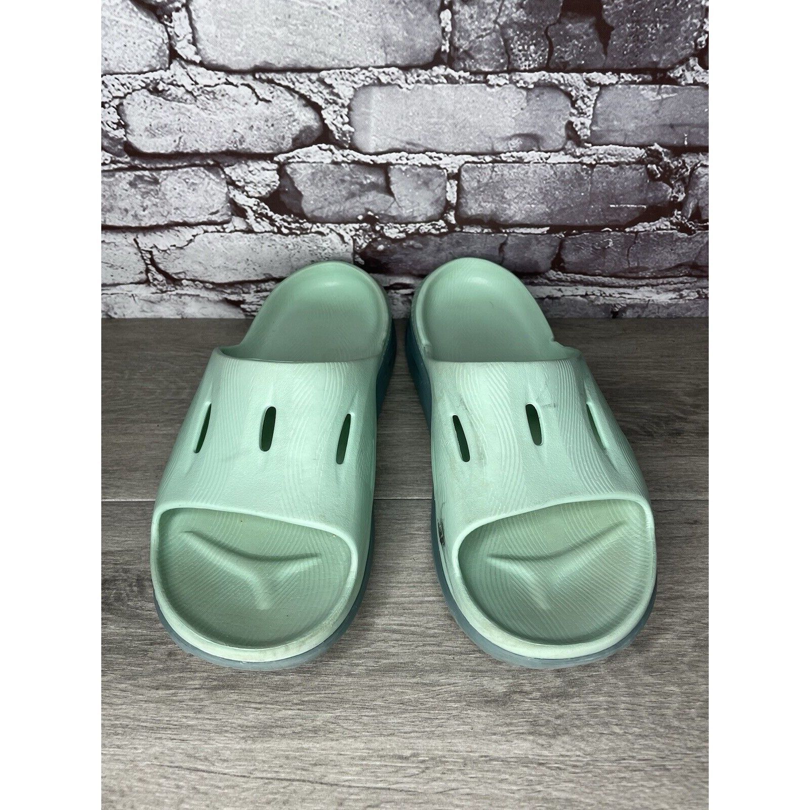 Hoka Hoka Ora Recovery Slides 3 Mist Green Trellis Slides Sandals Size US 12 / EU 45 - 19 Thumbnail