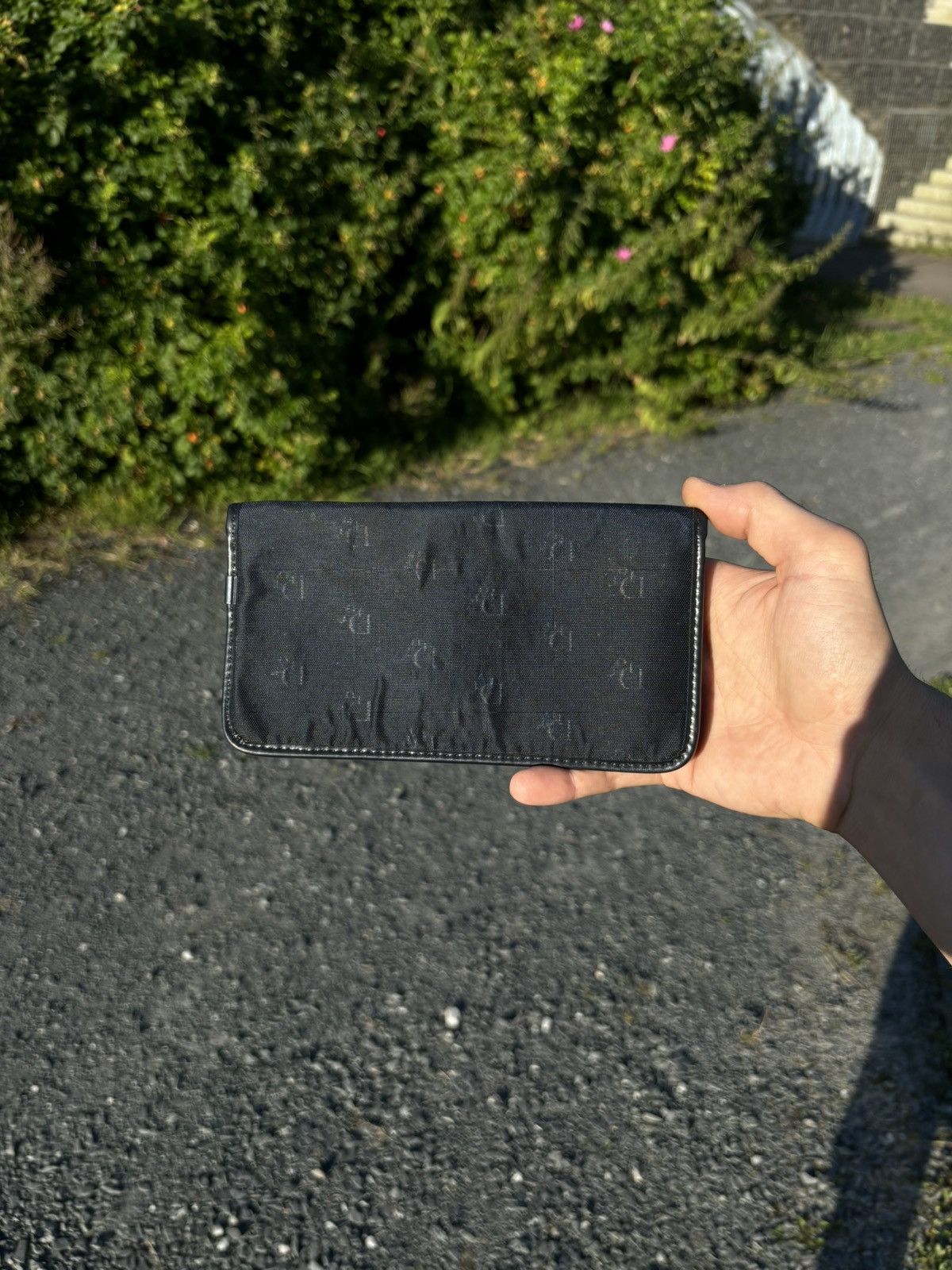 Dior × John Galliano × Vintage 70's Rare France Monogram Leather-Canvas Navy Wallet Clutch Bag Purse Size ONE SIZE - 18 Thumbnail