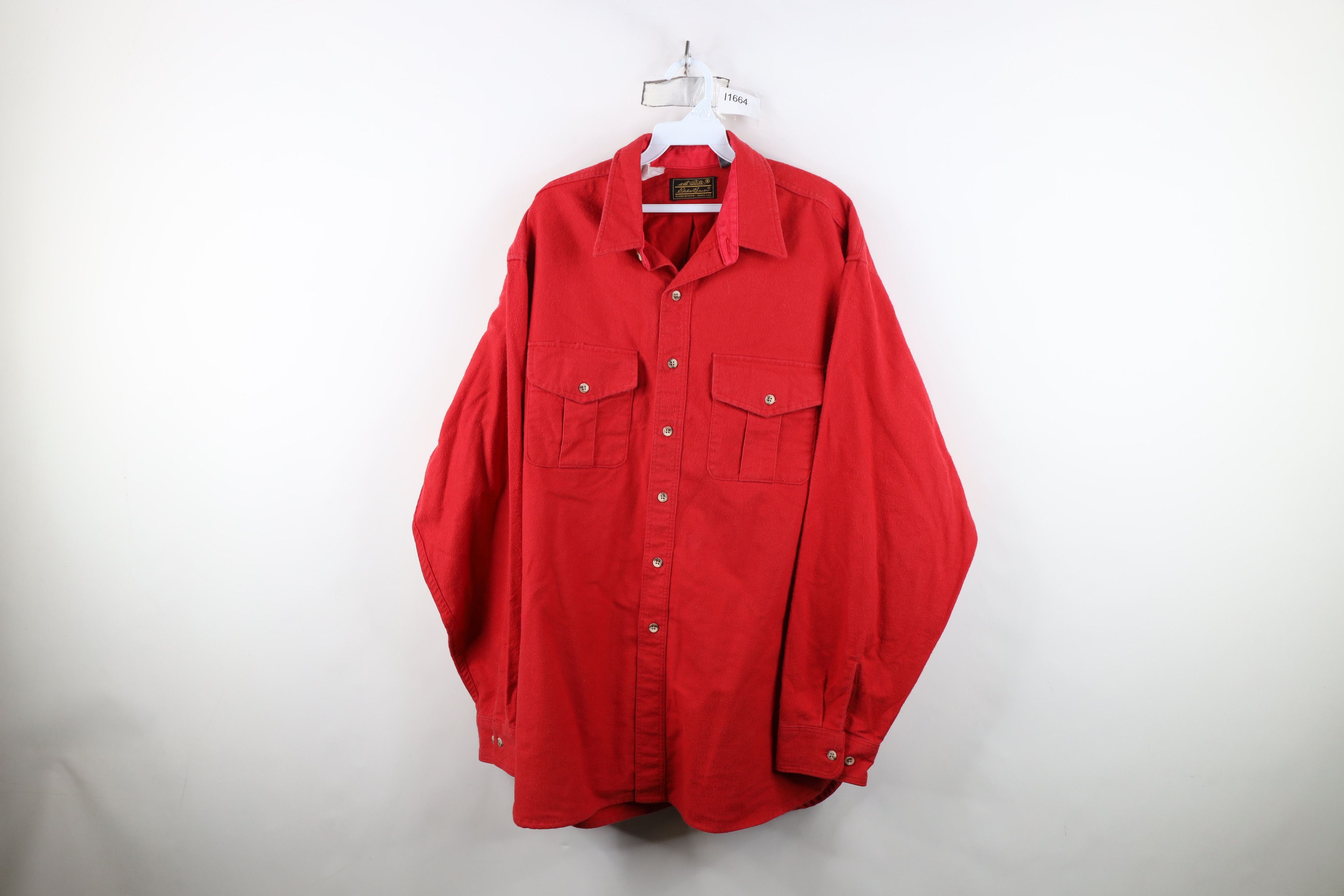 Eddie Bauer Vintage 90s Eddie Bauer Chamois Cloth Button Shirt Red USA Size US XXL / EU 58 / 5 - 1 Thumbnail