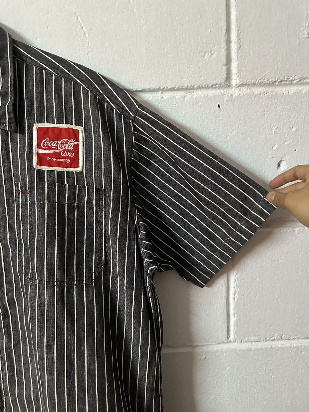 Coca Cola 1990 - Coca-Cola Coke Short Sleeve Zipper Worker Shirt Size US XL / EU 56 / 4 - 4 Thumbnail