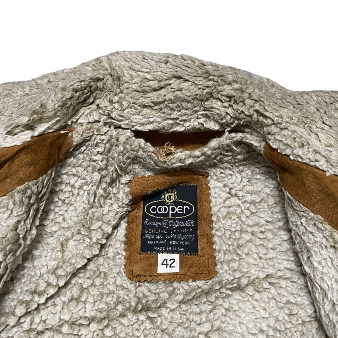 Vintag Cooper Genuine Leather Bomber Jacket Sherpa Lining