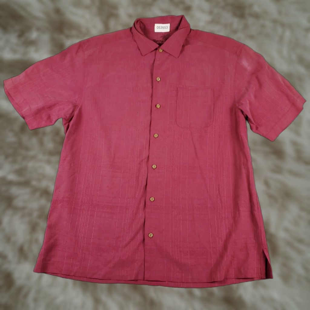 Tommy Bahama Tommy Bahama Shirt Mens Large Pink Silk Hawaiian Button Up Short Sleeve Size US L / EU 52-54 / 3 - 1 Thumbnail