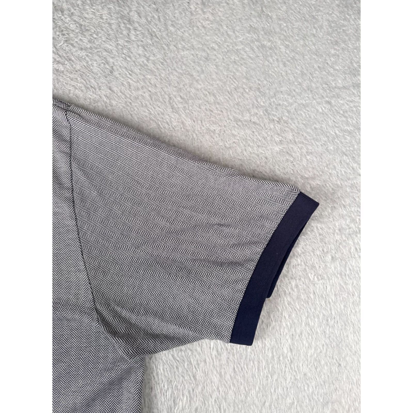 Ralph Lauren VINTAGE Ralph Lauren Polo Shirt Mens 2XL Gray Herringbone 100% Cotton Short Sleeve Polo Shirt Mens XXL Tall Blue/Gray 2XL Size US XXL / EU 58 / 5 - 3 Thumbnail