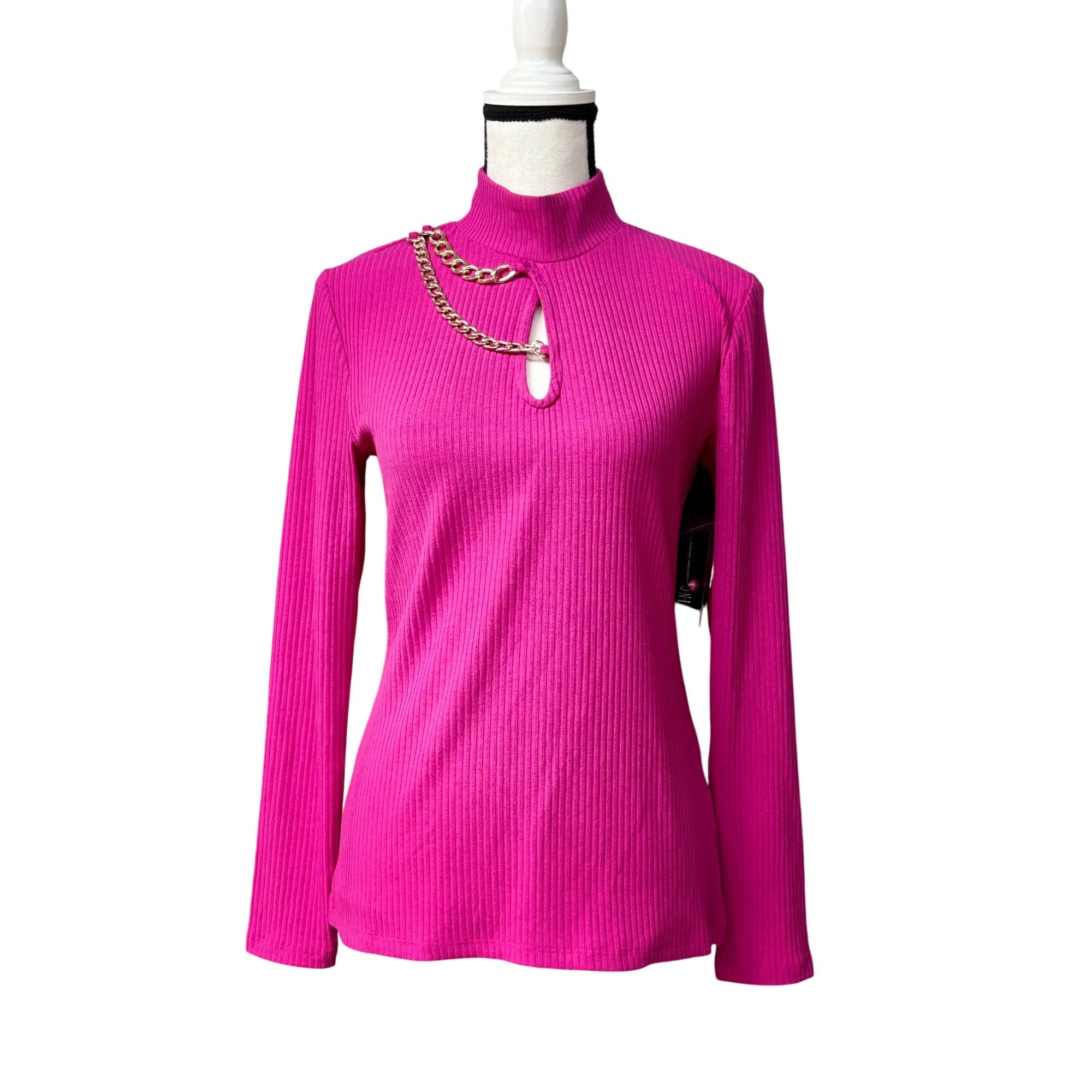 Other INC International Concepts Chain-Trim Keyhole Top, Pink Tutu Size M / US 6-8 / IT 42-44 - 4 Thumbnail