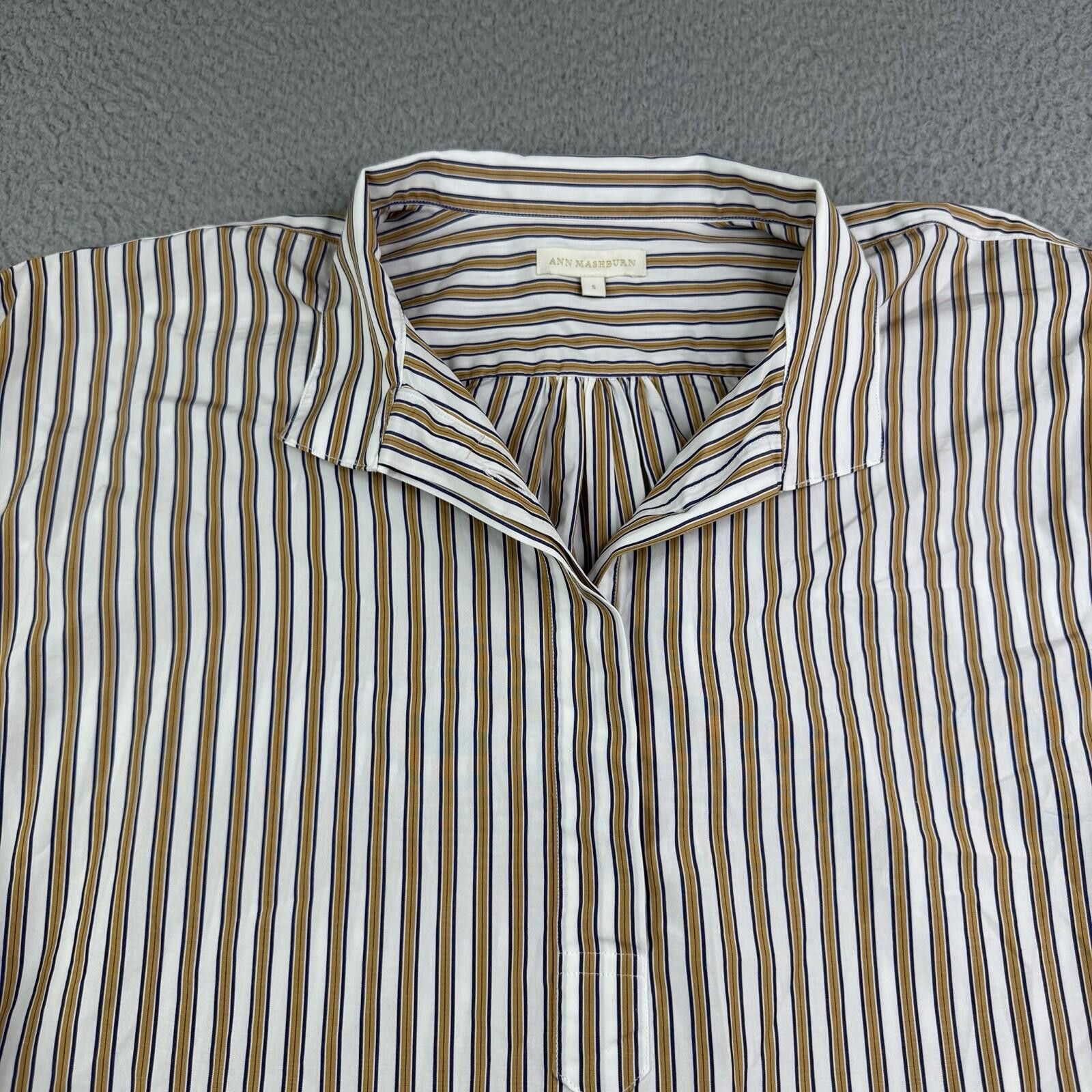 Other Ann Mashburn Cotton Striped Front Collared Shirt Women's S Size S / US 4 / IT 40 - 2 Thumbnail