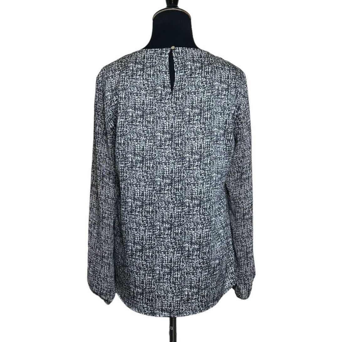 Ann Taylor Ann Taylor black gray printed long sleeves blouse size MP Size M / US 6-8 / IT 42-44 - 2 Thumbnail
