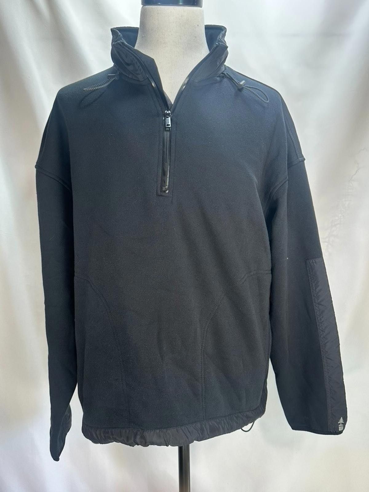 G.H. Bass & Co. Bass Outdoor 1/4 Zip Hood Fleece Zipper Pockets Black Mens L Size US L / EU 52-54 / 3 - 1 Thumbnail