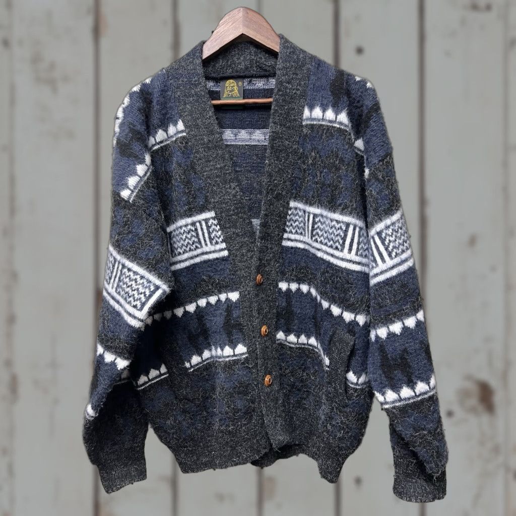 Tedijos Ruminahui Wool Alpaca Llama Native Tribal Cardigan Sweater XL