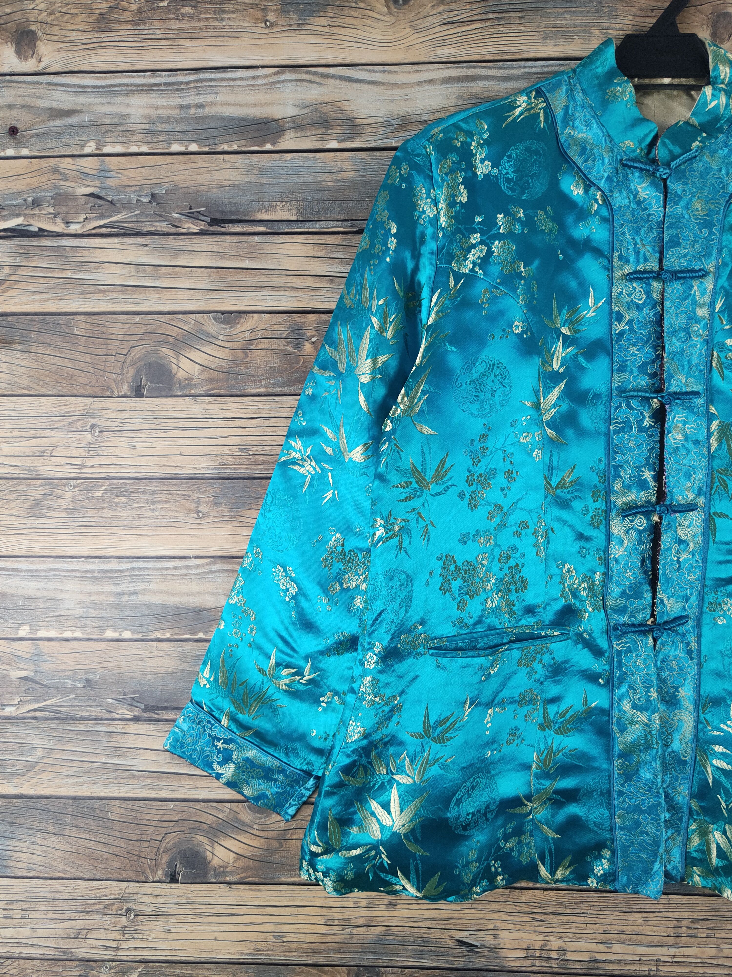 Japanese Brand × Vintage DL Japan reversible Turquoise Beige Cheongsam #2691 Size US M / EU 48-50 / 2 - 3 Thumbnail