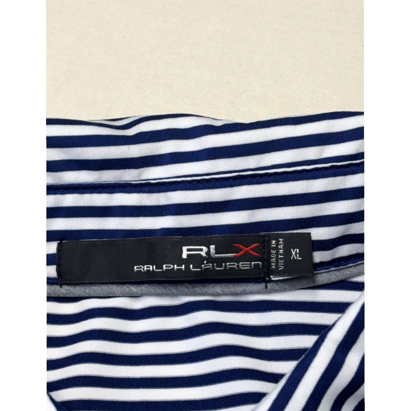 RLX Ralph Lauren RLX Ralph Lauren Polo Shirt XL Blue Striped 4-Button Crest Embroidered Logo Golf Performance Jersey Shirt Mens Size US XL / EU 56 / 4 - 5 Thumbnail