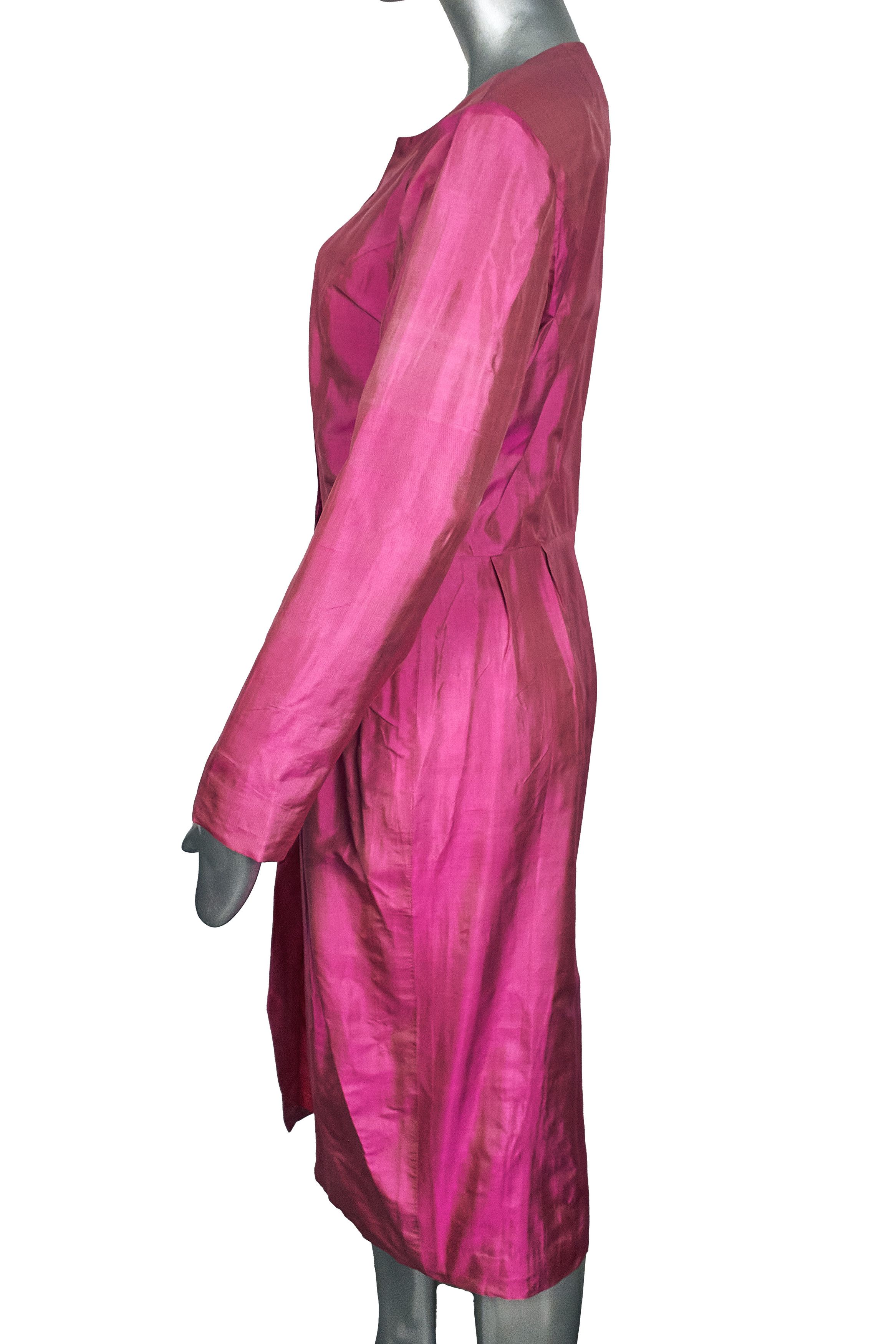 Vintage Vintage 80s Pink Silk Dress With Belt Size M / US 6-8 / IT 42-44 - 7 Thumbnail