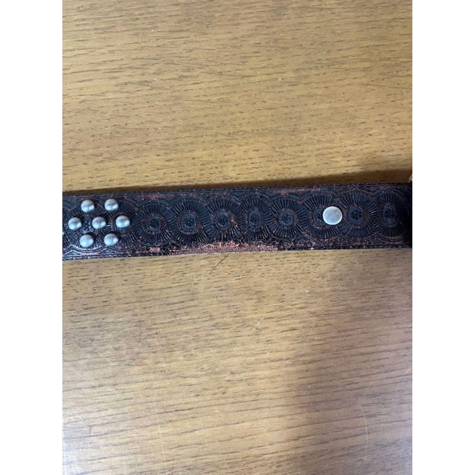 Ralph Lauren RRL RALPH LAUREN STUDDED LEATHER BELT VINTAGE STYLE BLUE GEMS MEN SIZE 30 USED Size 30 - 6 Thumbnail