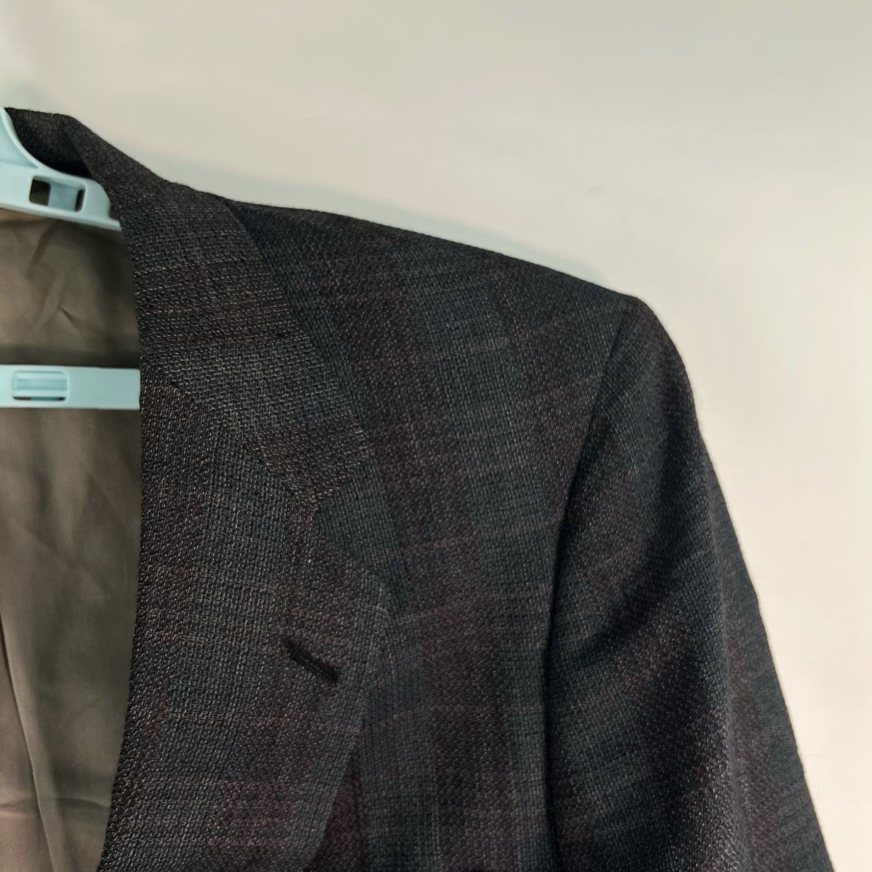 Vintage VINTAGE Sansabelt Window Pane Blazer Jacket Men’s 48 Gray Wool Tweed Notch Single-Breasted 2-Button Front USA Made Mens Size 48R - 2 Thumbnail
