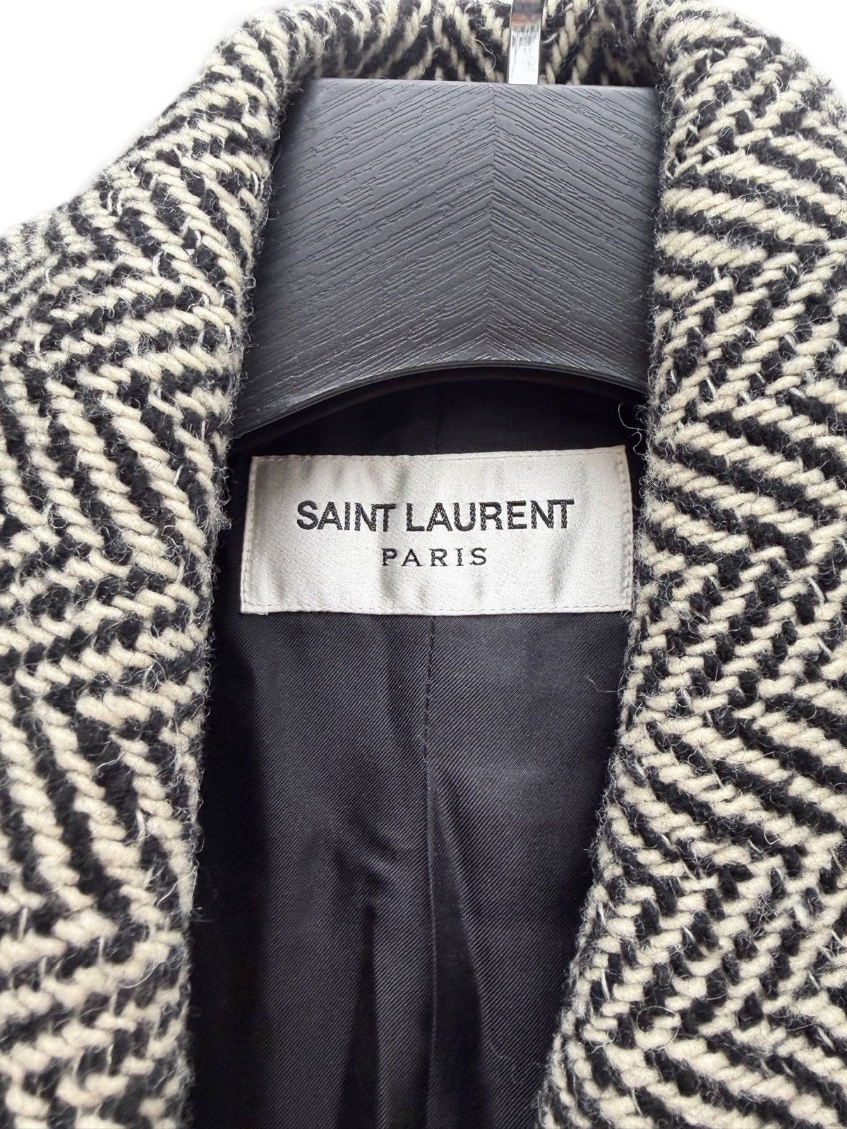 Saint Laurent Paris Saint Laurent herringbone wool-blend belted coat Size XS / US 0-2 / IT 36-38 - 4 Thumbnail