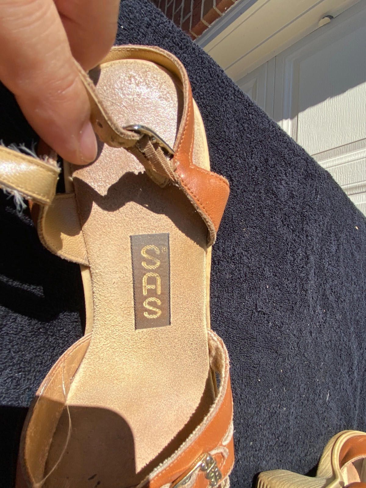Sasquatchfabrix SAS Women’s Size 8.5N Brown Leather Ankle Strap Sandals-S604 Size US 8.5 / IT 38.5 - 6 Thumbnail