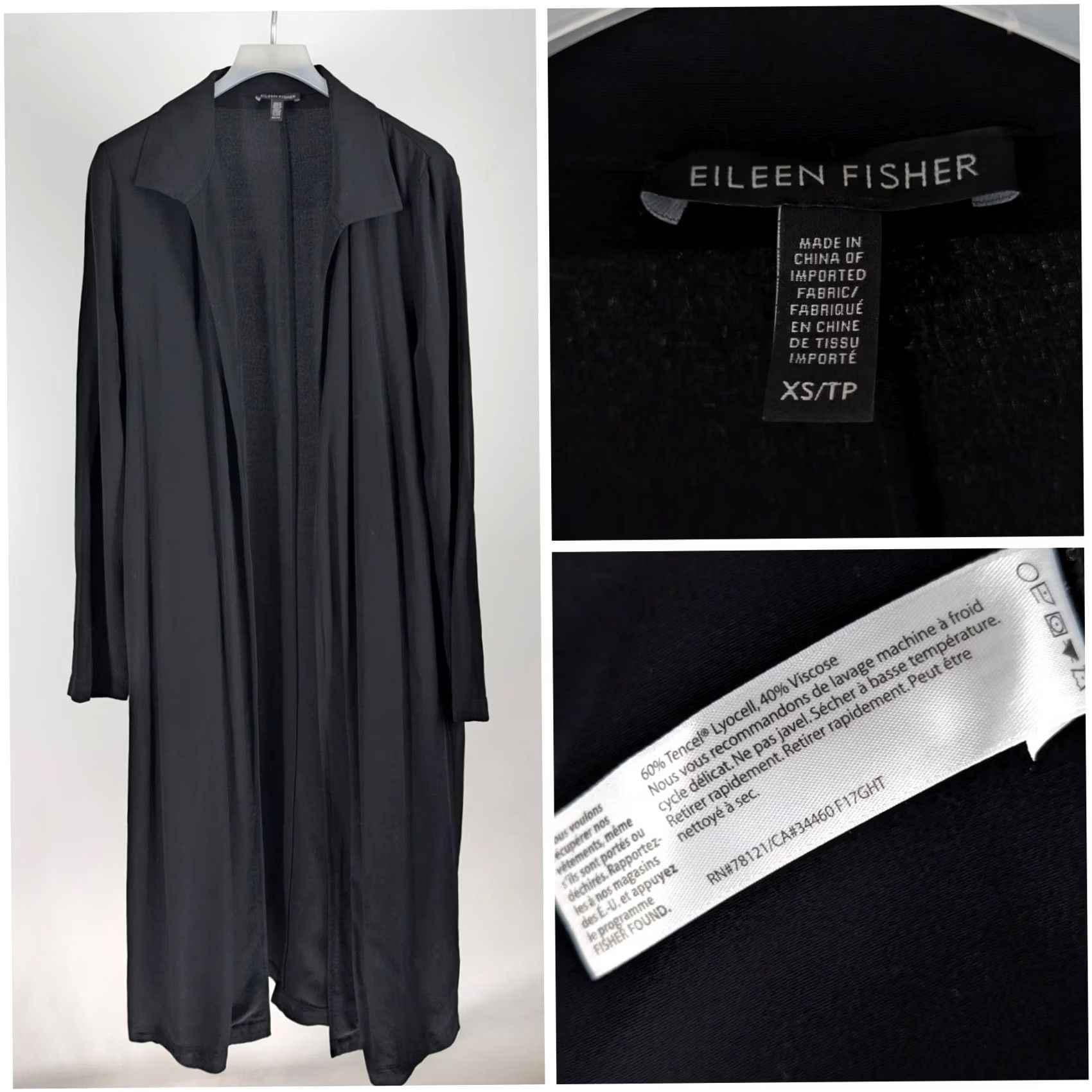 Eileen Fisher Eileen Fisher Cardigan Duster Long Black Notch Collar Pockets XS Women Sweater Open Front Modern Minimalist Workwear 19x44 Size XS / US 0-2 / IT 36-38 - 2 Thumbnail