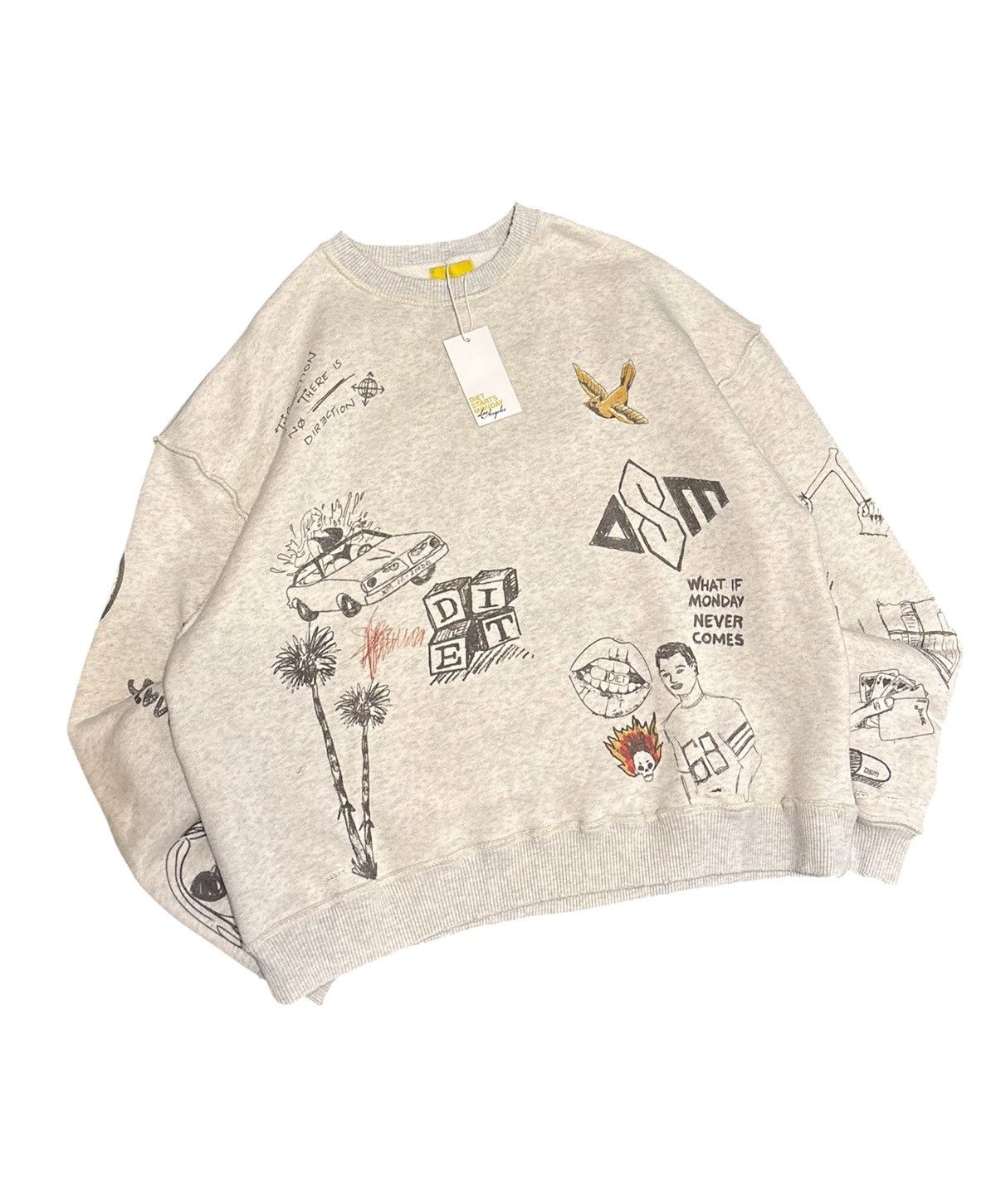 Diet Starts Monday Scribble Crewneck