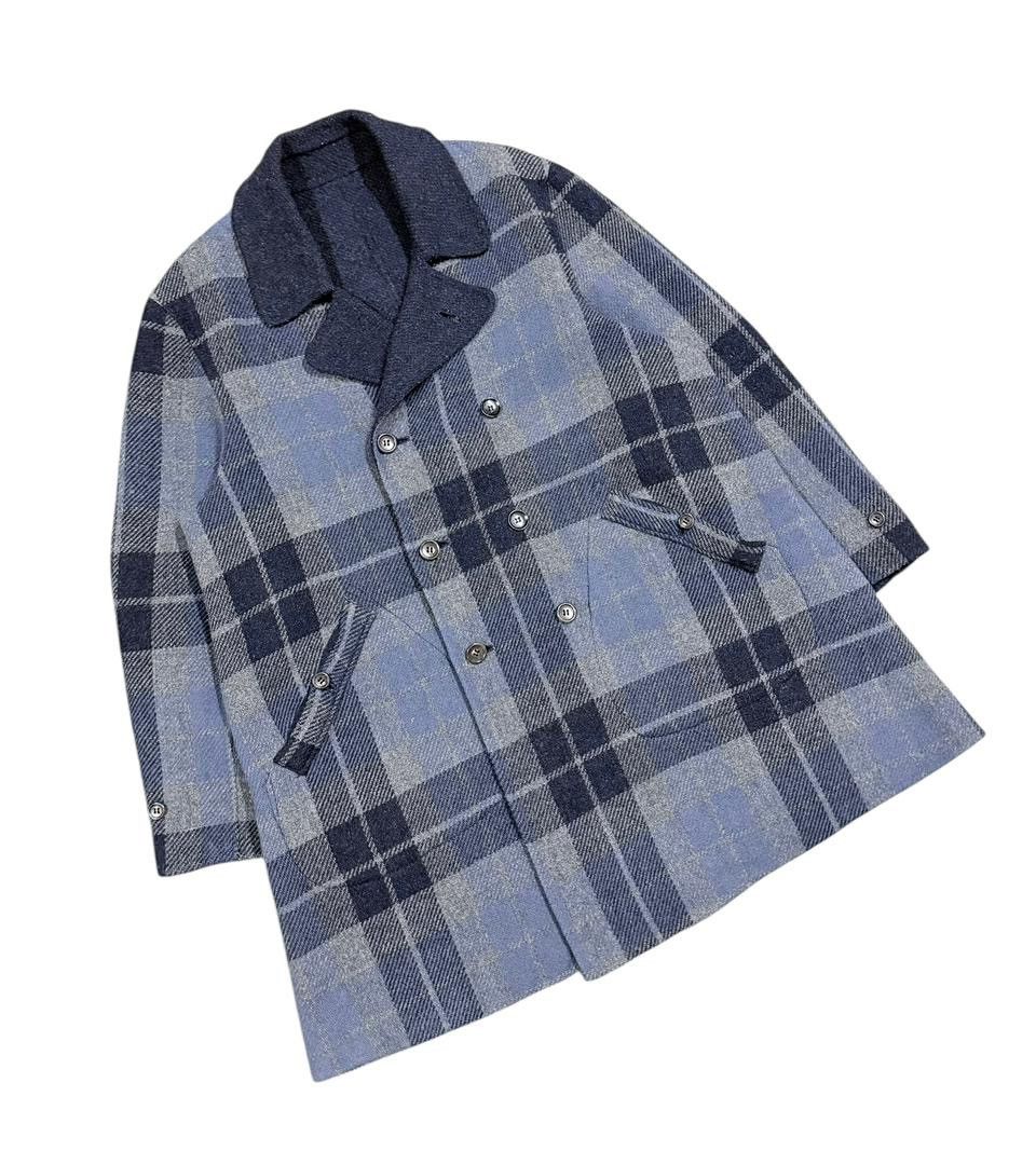 45rpm Vtg💥45rpm Indigo/Tartan Mohair Double Breasted Long Jacket Size US M / EU 48-50 / 2 - 13 Thumbnail