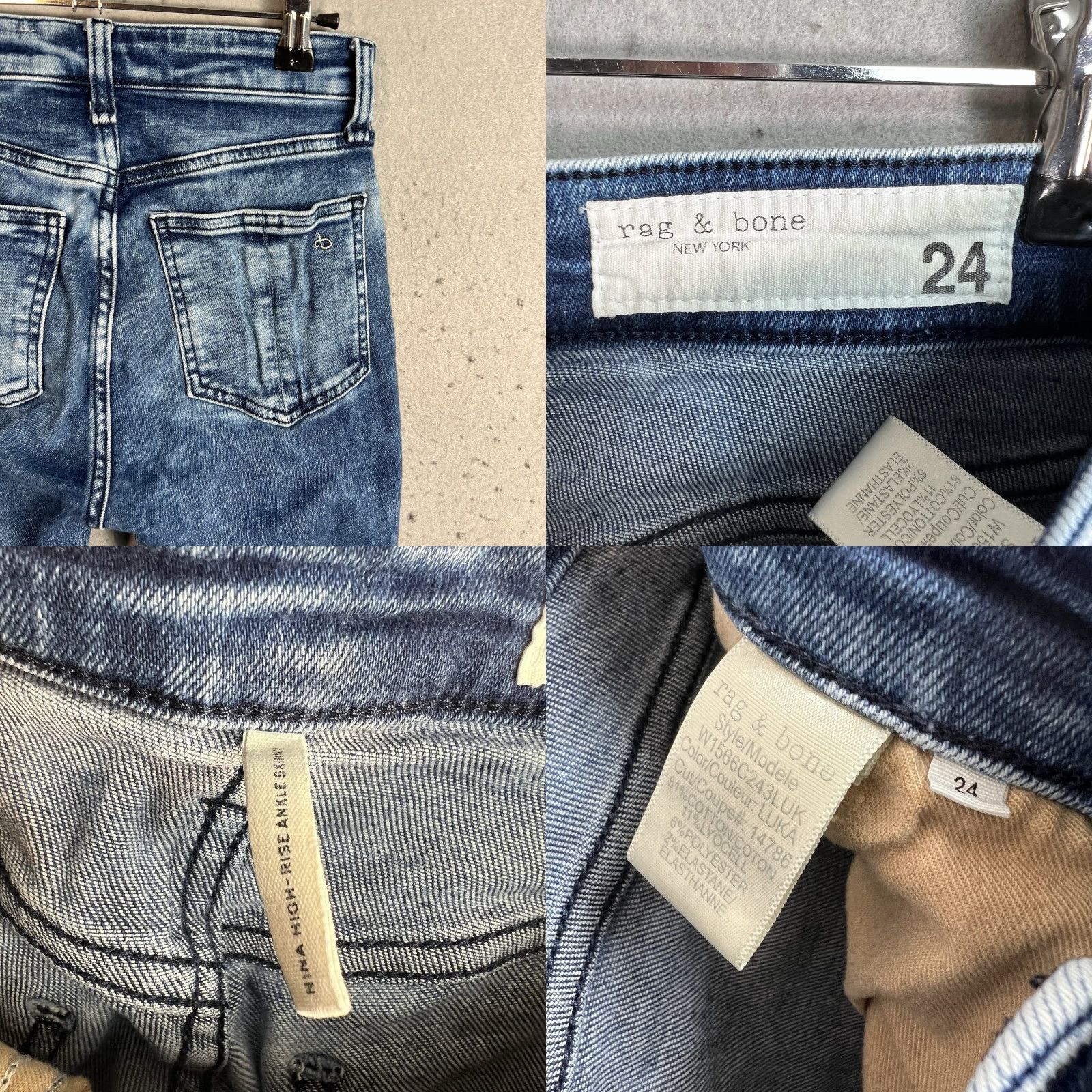Rag & Bone rag & bone Jeans Women’s Nina High Rise Ankle Skinny Denim Acid Wash 24x26 26 24X26 Size 42" / US 20 - 8 Thumbnail