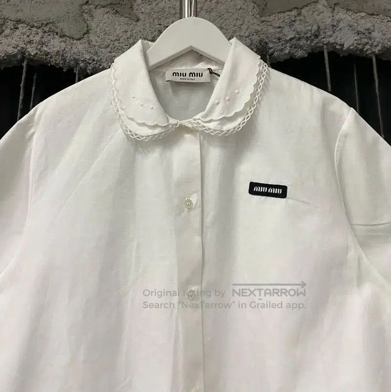 Miu Miu Miu Miu Summer White Cotton Short Sleeve Shirt . Size XXS / US 00 / IT 34 - 3 Thumbnail