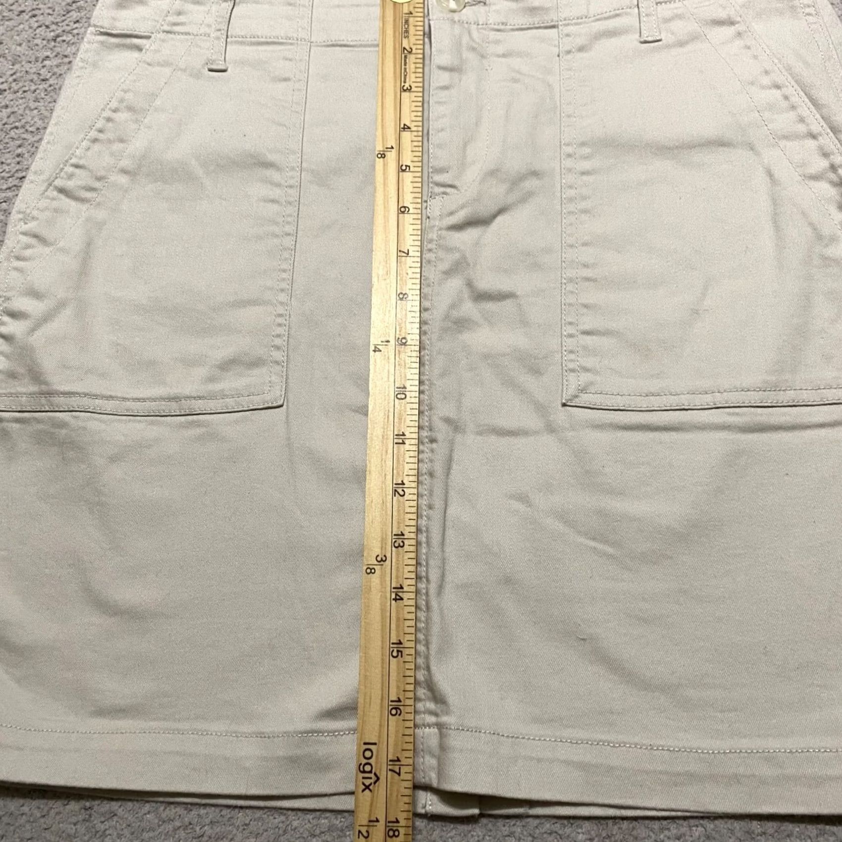 Vintage Liverpool Women Skirt 10 Beige Light Pockets Straight Pencil Button Fly Casual Business Party Mini Size 32" / US 10 / IT 46 - 6 Thumbnail