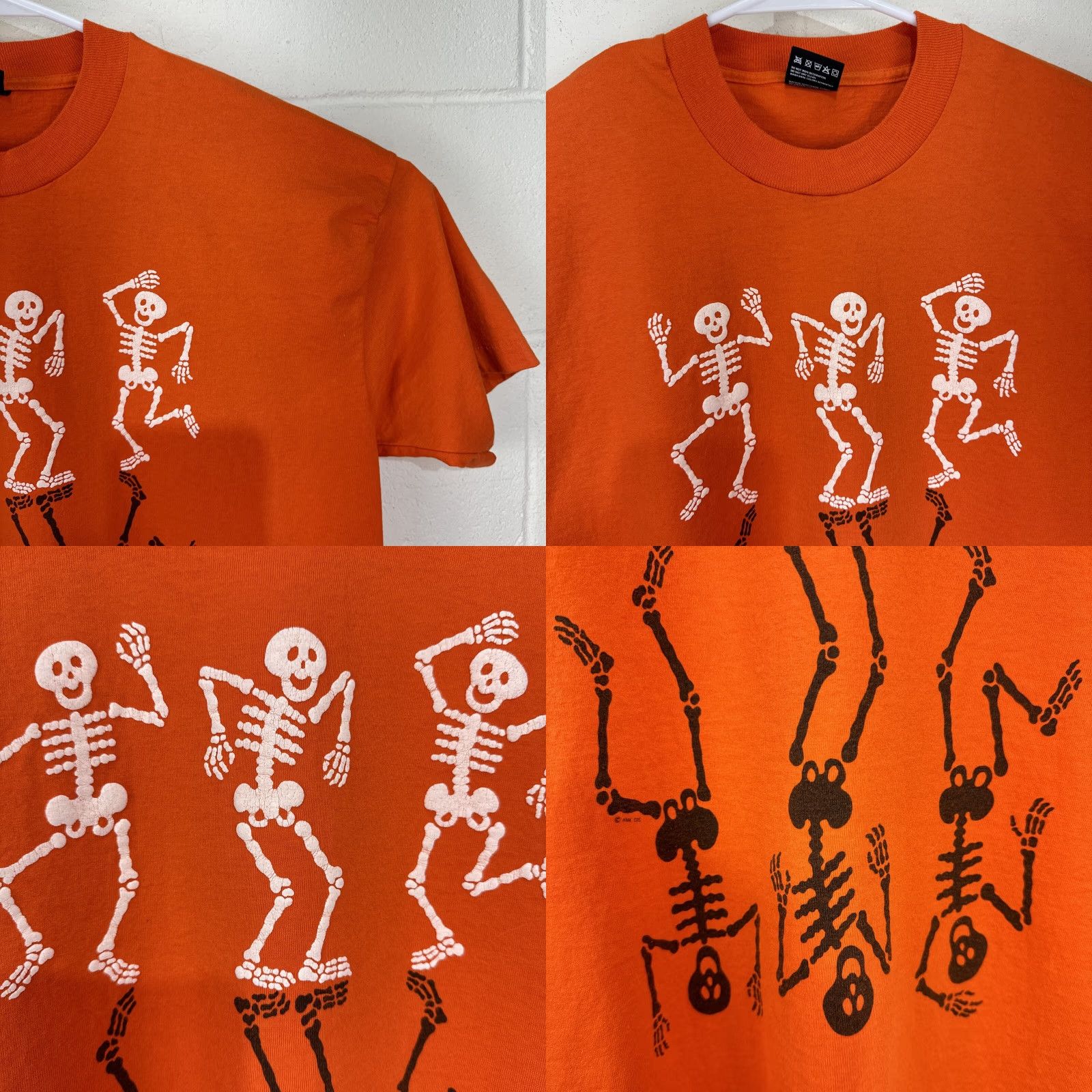 Fruit Of The Loom VINTAGE Fruit of the Loom T-Shirt Adult Men 90s Halloween Orange XL Cotton Blend Graphic Print Skeleton Dancing Crew Neck Short Sleeve Mens Size US XL / EU 56 / 4 - 8 Thumbnail