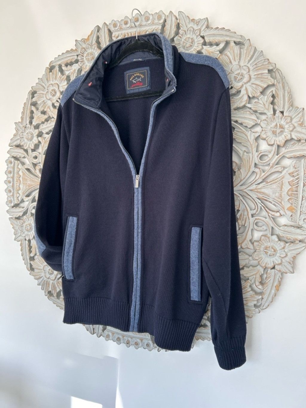 Paul & Shark Men's PAUL & SHARK Navy blue cardigan full zip size Medium Size US L / EU 52-54 / 3 - 2 Thumbnail