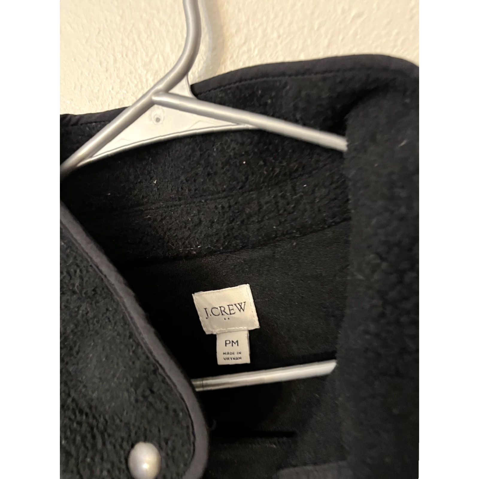 J.Crew J. Crew Coat P Piped Sherpa BC819 PM Black Button Coat, Pocket, Fleece, Cotton, Polyester Lining, Petite Women, Fall Winter, Casual, Basic Jacket Size M / US 6-8 / IT 42-44 - 3 Thumbnail