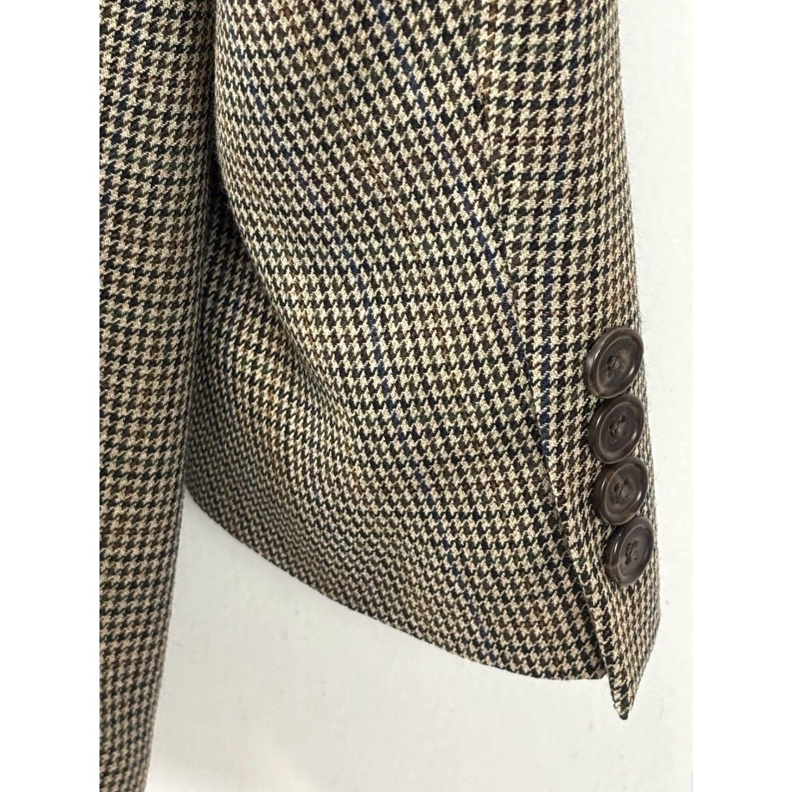 Ralph Lauren VINTAGE Lauren Ralph Lauren Wool Blazer Sport Coat Blazer Men’s 46R Brown Mini Houndstooth Plaid Check Regular Coat/Blazer Mens Size 46R - 4 Thumbnail