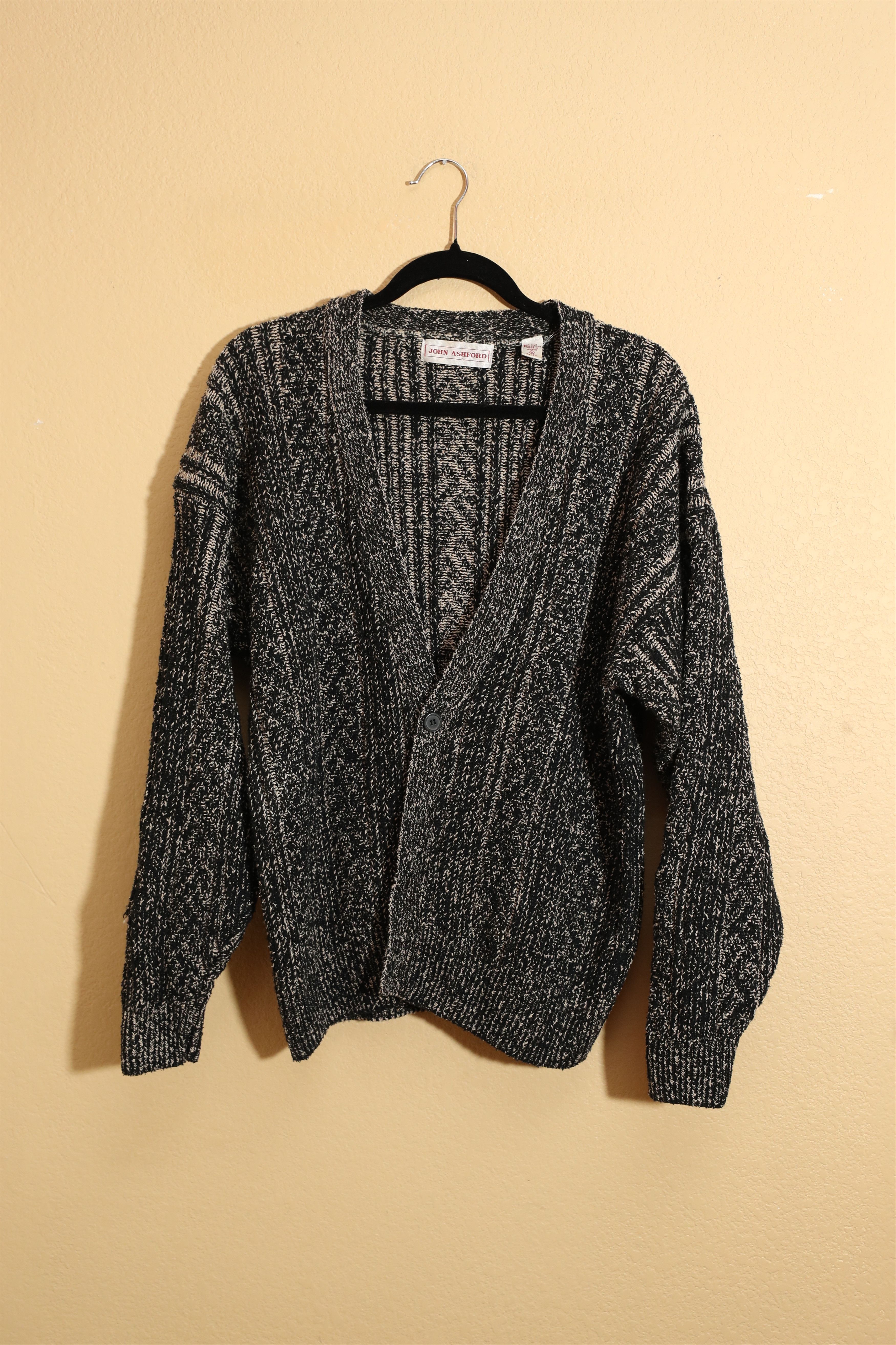 John Ashford × Vintage John Ashford Vintage Silk Blend Black & White Cardigan (XL) Size US XL / EU 56 / 4 - 1 Thumbnail