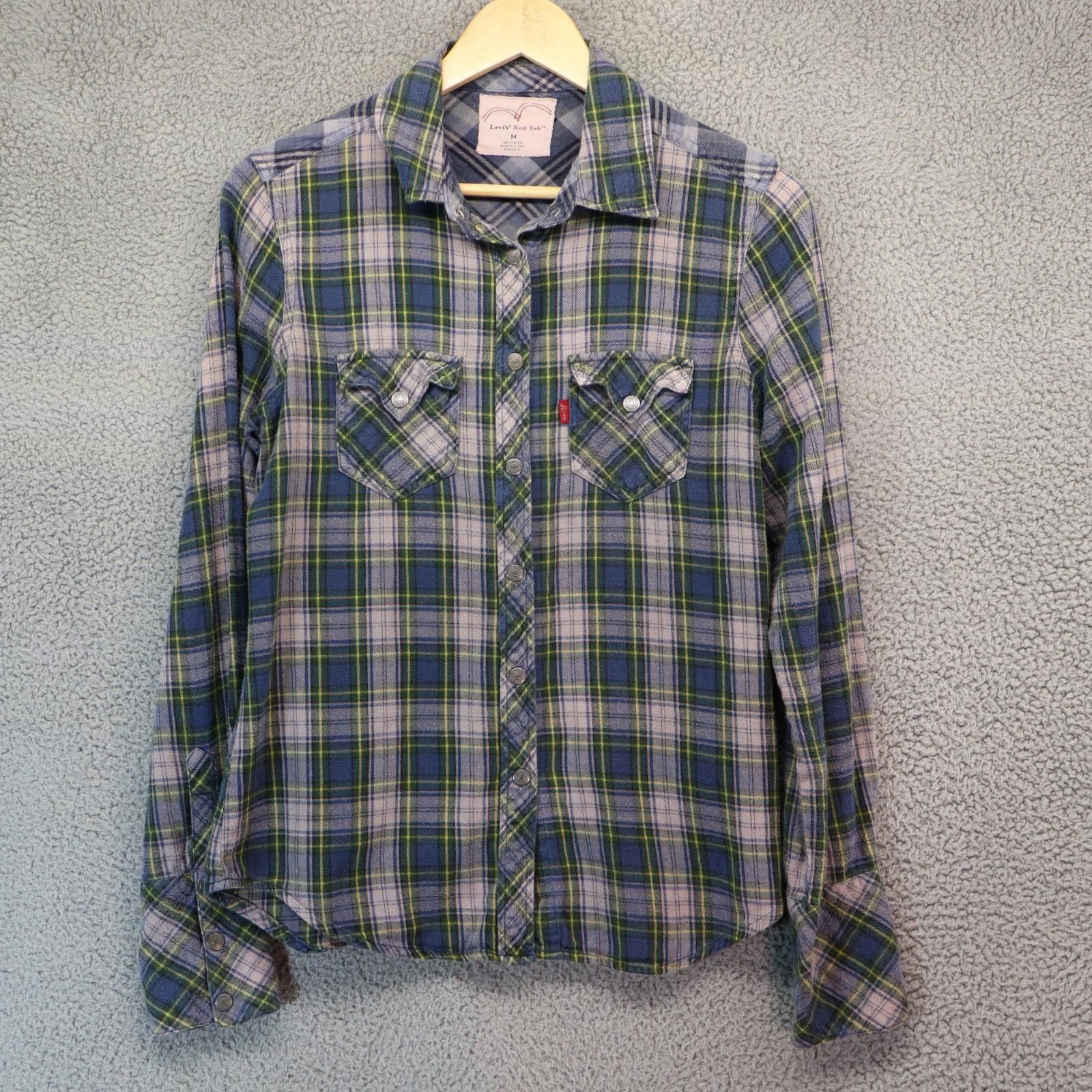 Levi's Levi's Women Medium Long Sleeve Metal Snap Blue Plaid Cotton Size M / US 6-8 / IT 42-44 - 1 Thumbnail