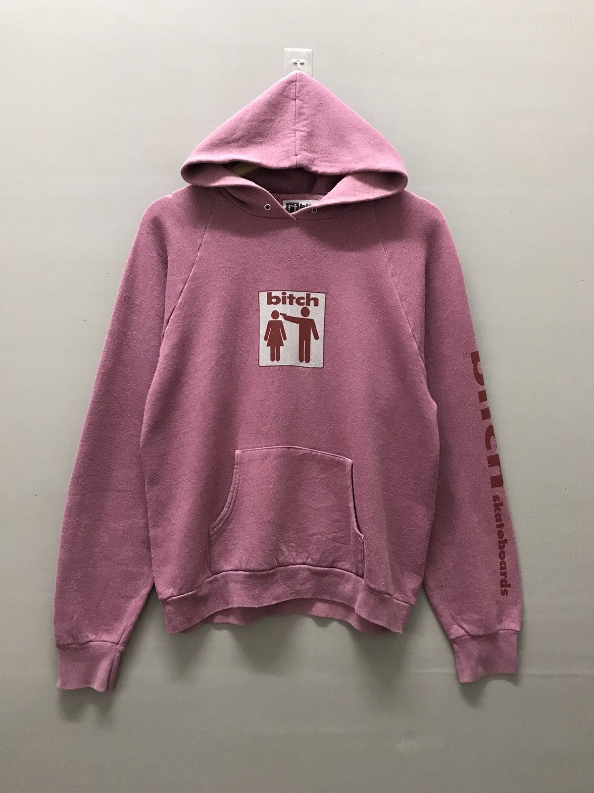 image of Skategang Vintage 90's Bitch Skateboard Hoodies in Pink, Men's (Size Large)
