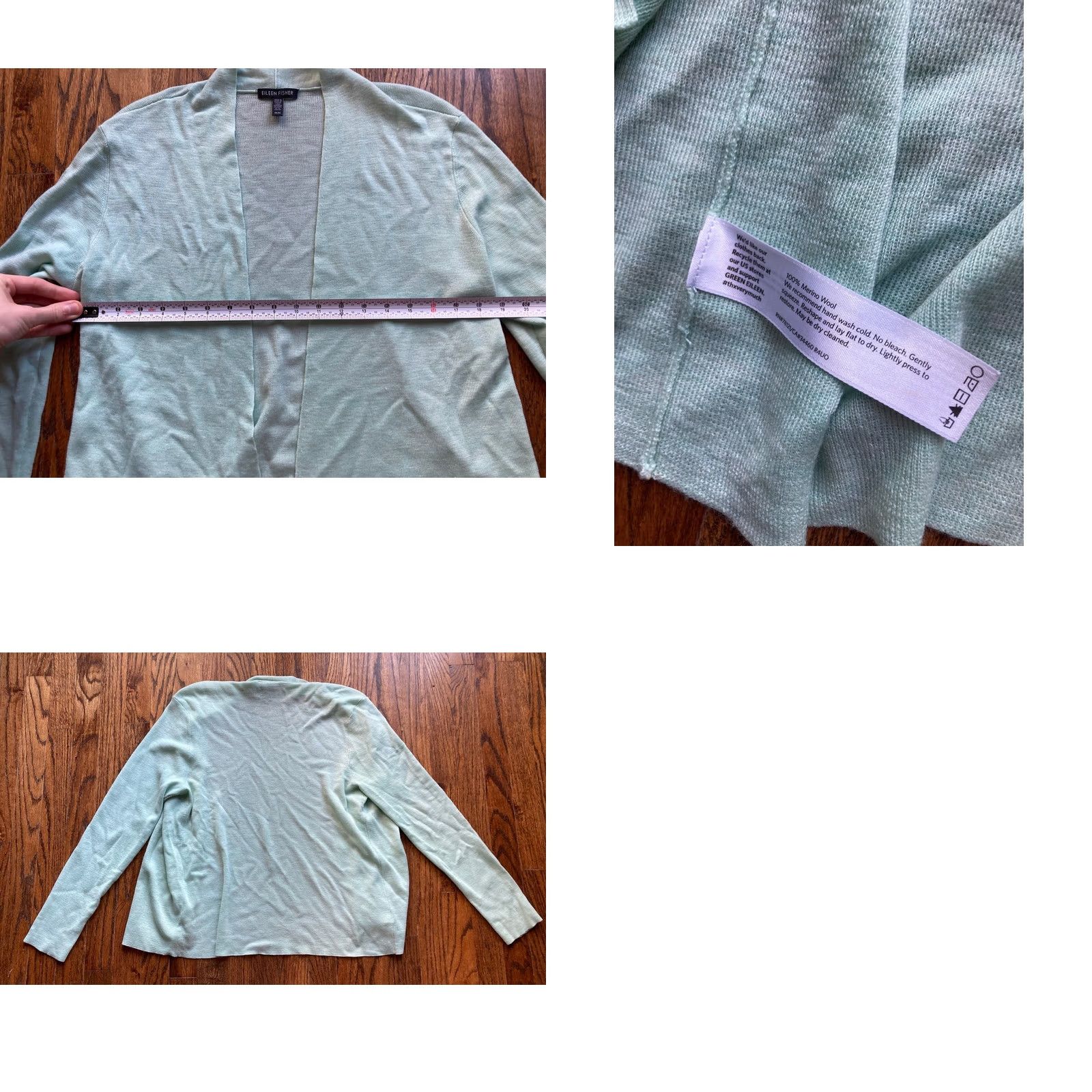 Eileen Fisher Eileen Fisher Sweater Cardigan Medium Green Open Front Merino Wool Light Size Size M / US 6-8 / IT 42-44 - 8 Thumbnail
