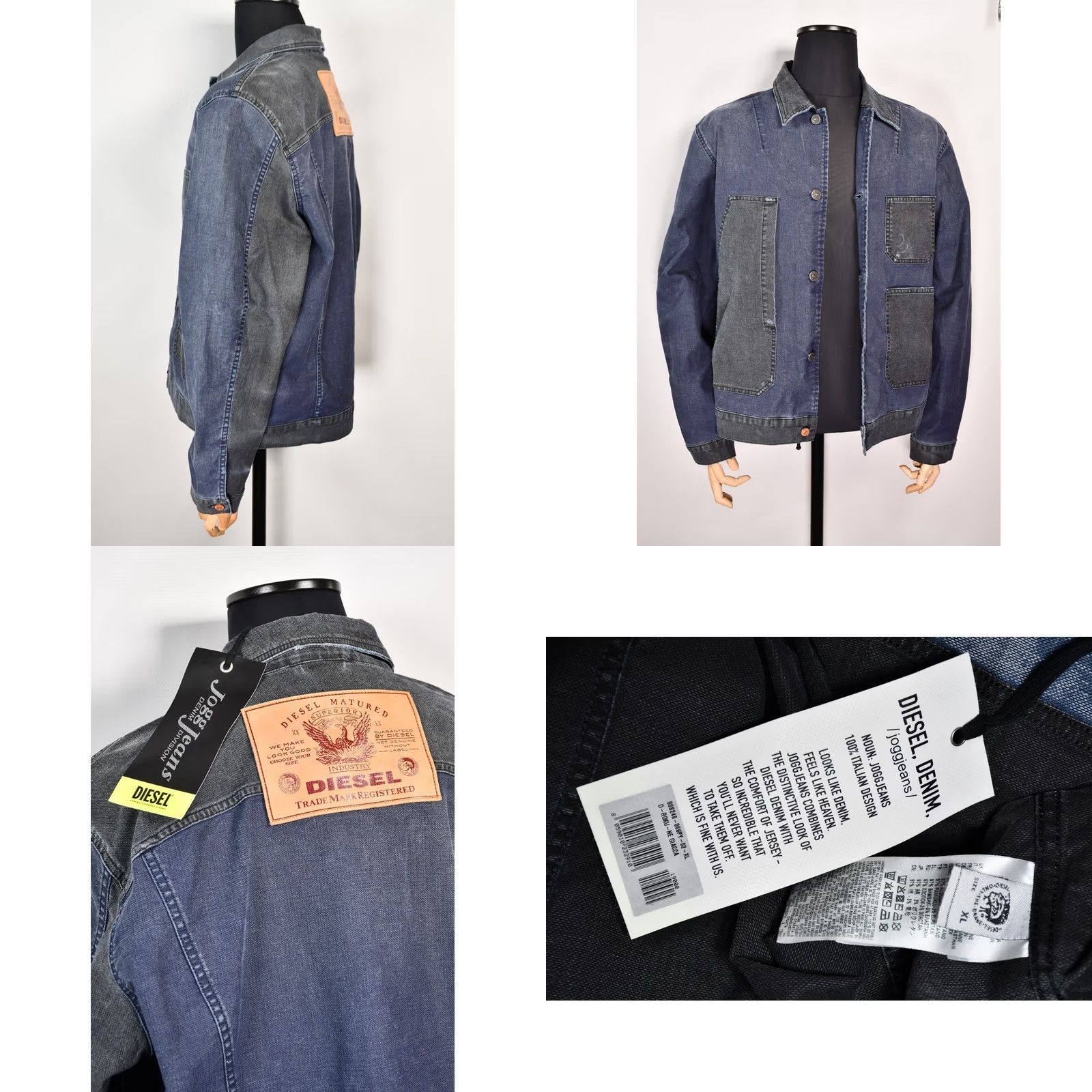 Diesel Diesel D-Roku-Ne Denim Jacket XL Mens Blue Stretch JoggJeans 97% Cotton 3% Elastane Logo Regular Size Size US 36 / EU 52 - 8 Thumbnail