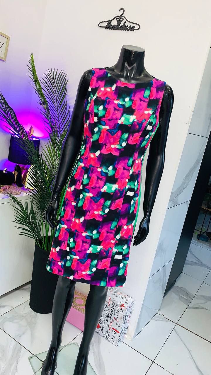 Isaac Mizrahi ISAAC MIZRAHI NEW YORK | Abstract Print Sheath Dress | US 10 Size XL / US 12-14 / IT 48-50 - 7 Thumbnail