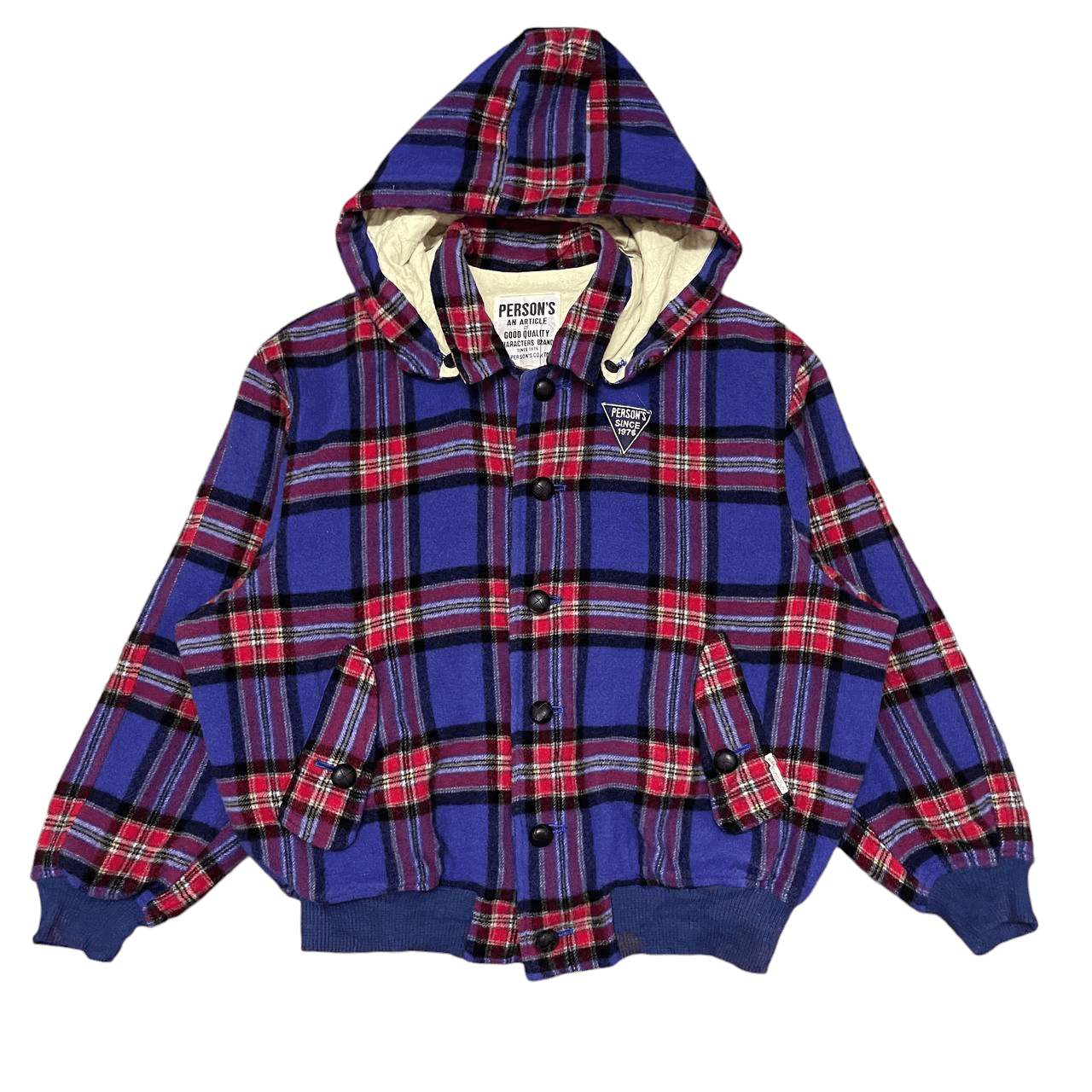 PERSON'S Vintage Person's Checkered Hooded Bomber Jacket Size US M / EU 48-50 / 2 - 1 Thumbnail