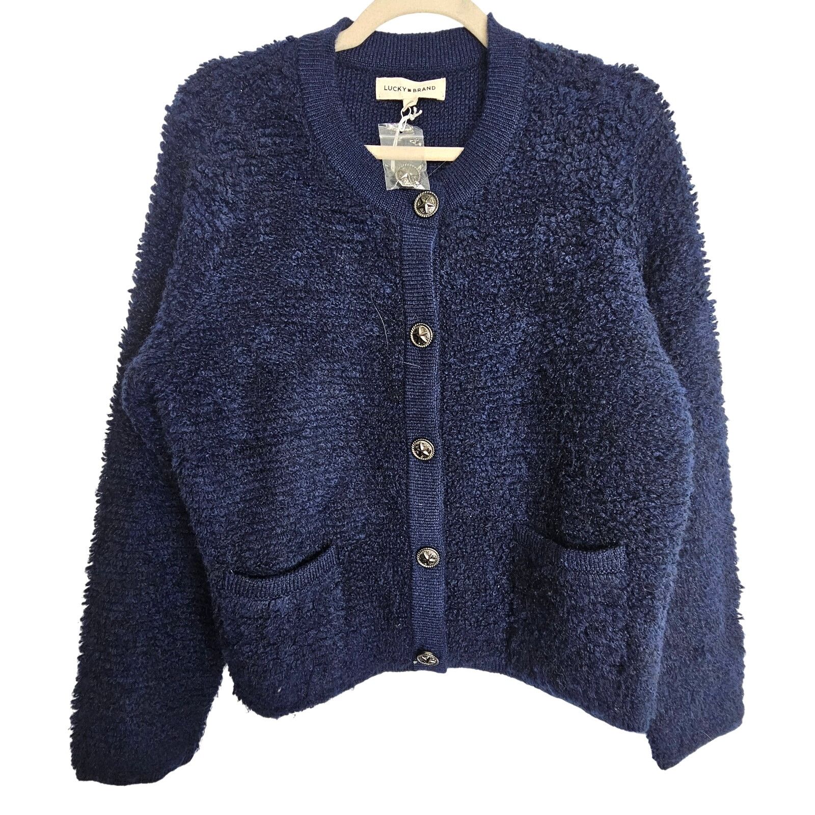 Lucky Brand Lucky Brand Womens Raglan Sleeve Bouclé Cardigan Sz L Cozy Size L / US 10 / IT 46 - 2 Thumbnail