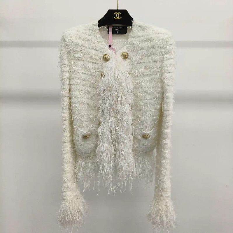Balmain Balmain Women's White Cardigan in Size S 0089 Size S / US 4 / IT 40 - 1 Thumbnail
