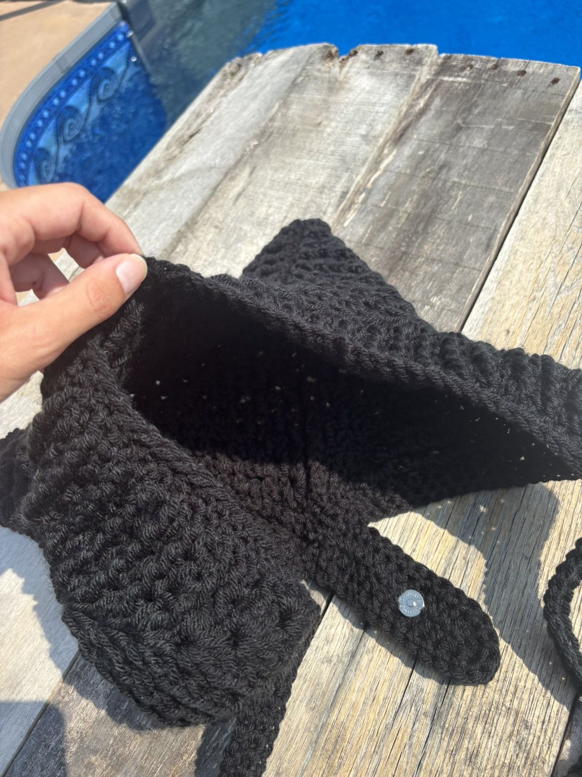 Handmade Crochet Original Black Purse Size ONE SIZE - 10 Thumbnail