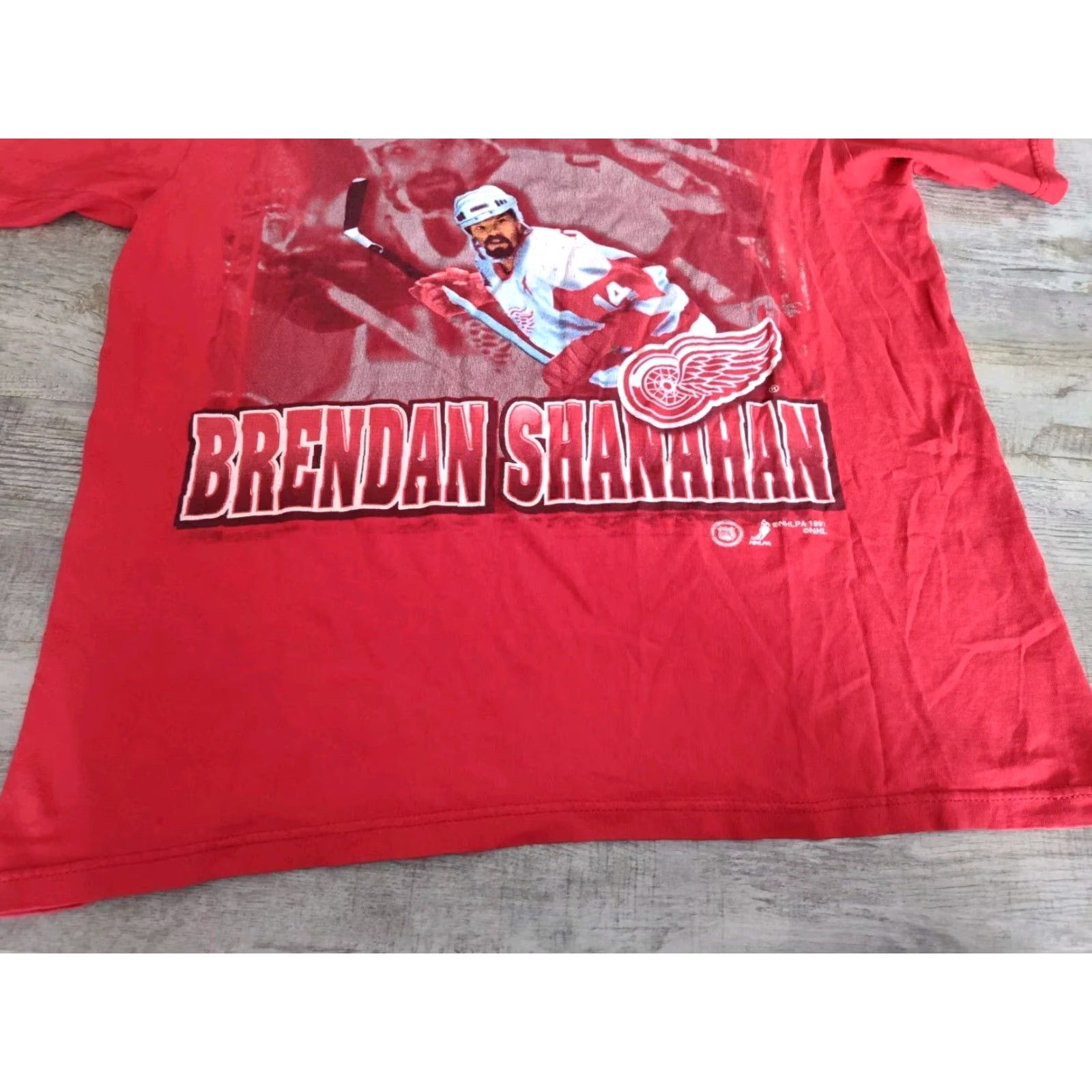 Starter VINTAGE Starter Detroit Red Wings T-Shirt Unisex Adults Medium 1997 90s Shanahan Red Cotton Crew Neck Shirt Men Women Size US M / EU 48-50 / 2 - 2 Thumbnail