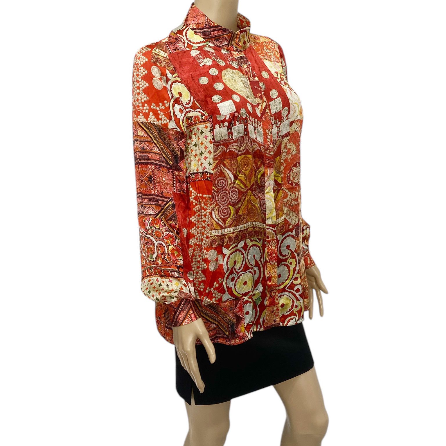 Other SHIATZY CHEN Red Multicolor Button Down Silk Shirt Top Size M / US 6-8 / IT 42-44 - 2 Thumbnail