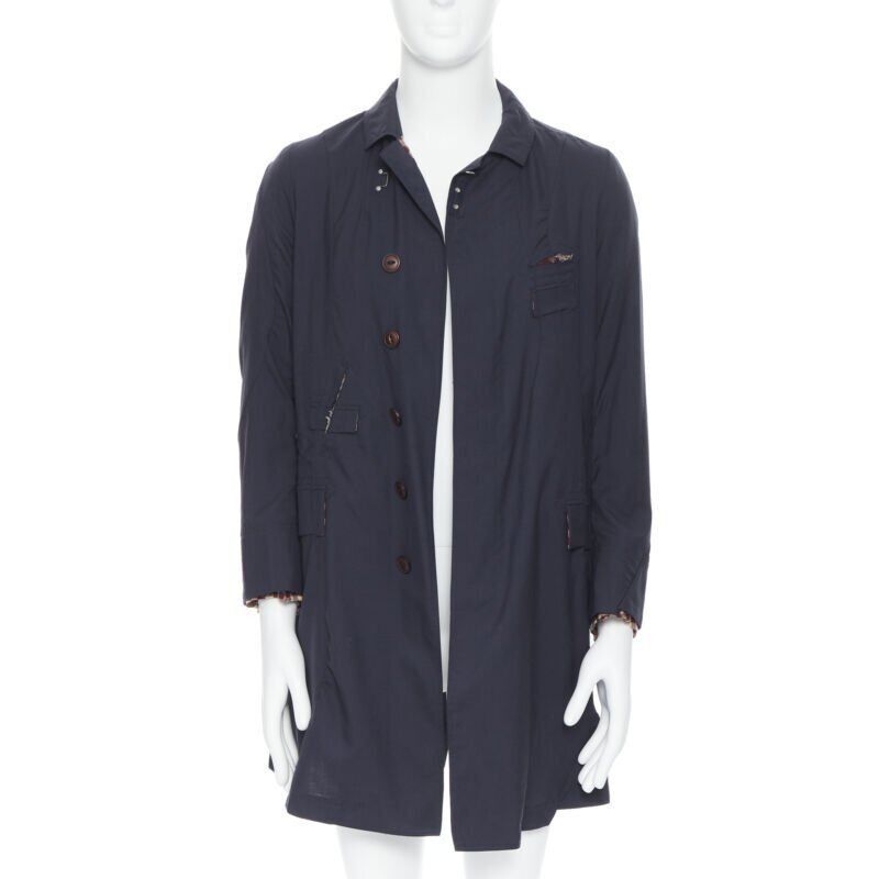 Takahiromiyashita The Soloist. THE SOLOIST TAKAHIRO MIYASHITA navy cotton deconstructed curved seams coat S Size US S / EU 44-46 / 1 - 1 Thumbnail