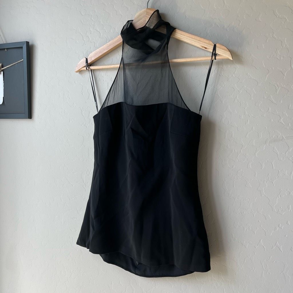 Other CUSHNIE Blouse Chiffon Halter Neck Open Back Black Top Size Size XS / US 0-2 / IT 36-38 - 3 Thumbnail