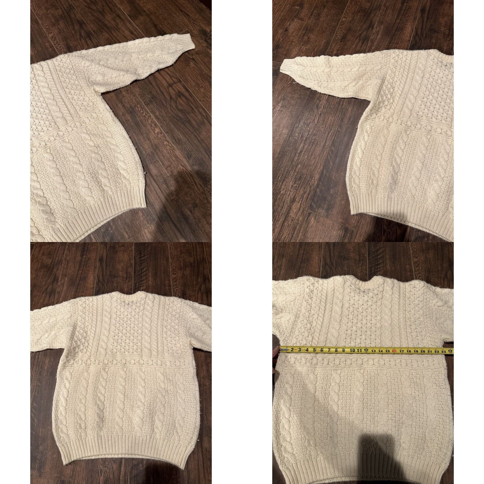 Industrie Highland Home Industries Sweater Large 100% Wool Fisherman Ivory Scotland Crew Neck Cable-Knit Long Sleeve Women Pullover Size L / US 10 / IT 46 - 8 Thumbnail