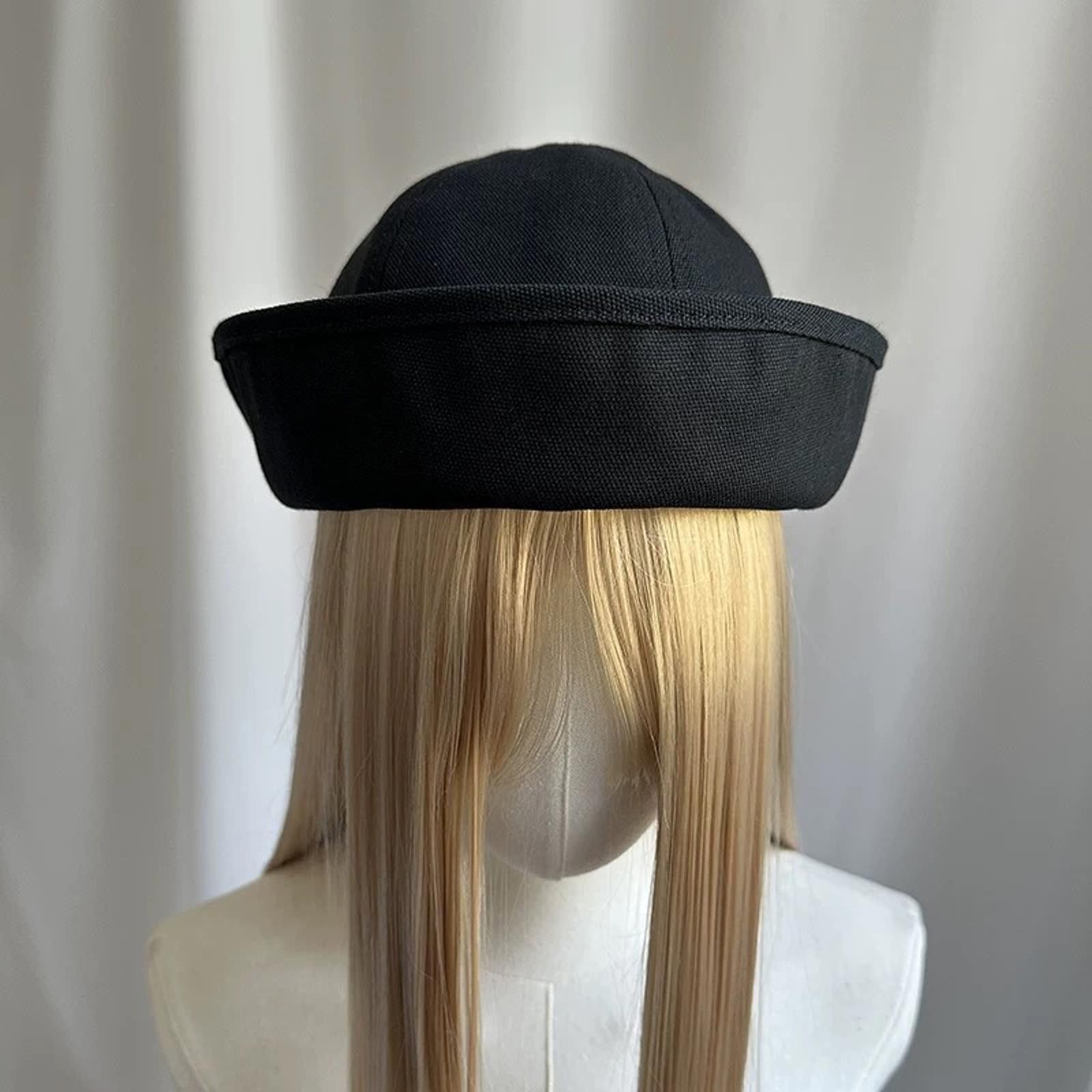 Designer Retro Black Beret Sailor Cap – Y2K French Girl Aesthetic Size ONE SIZE - 2 Thumbnail