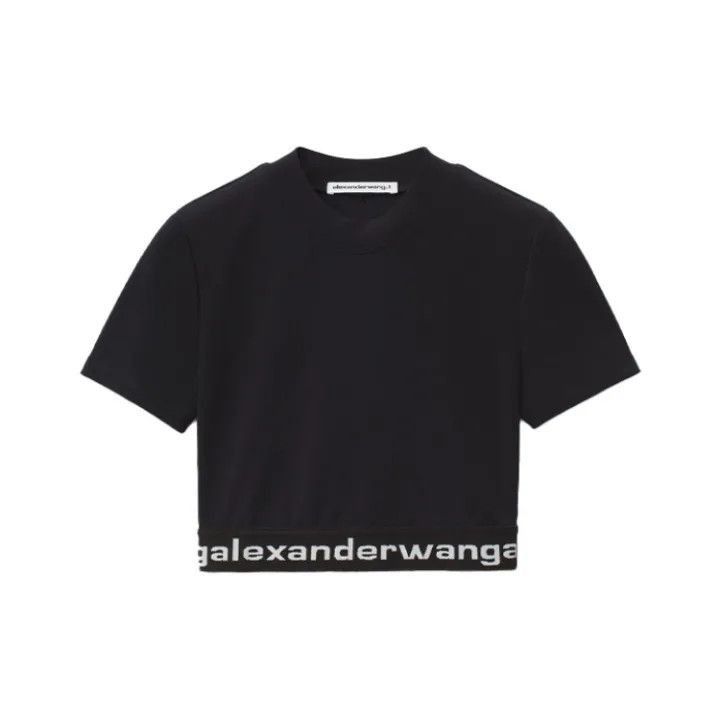 Alexander Wang Alexander Wang Black Logo Crop Top T-Shirt - Size M / US 6-8 / IT 42-44 - 1 Thumbnail